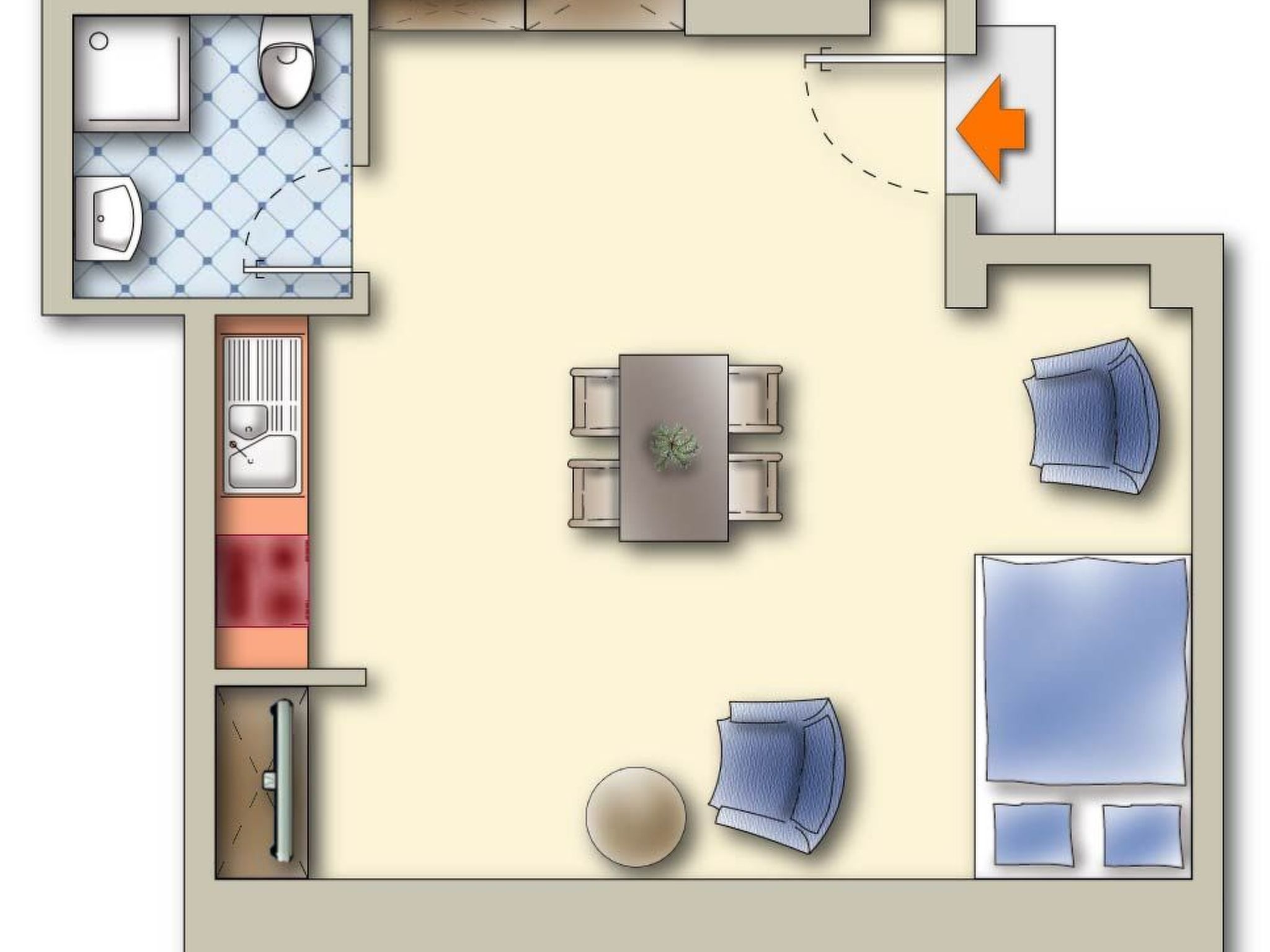 <B>Helles Ferienstudio im Dachgeschoss für Pärchenurlaub-Inside