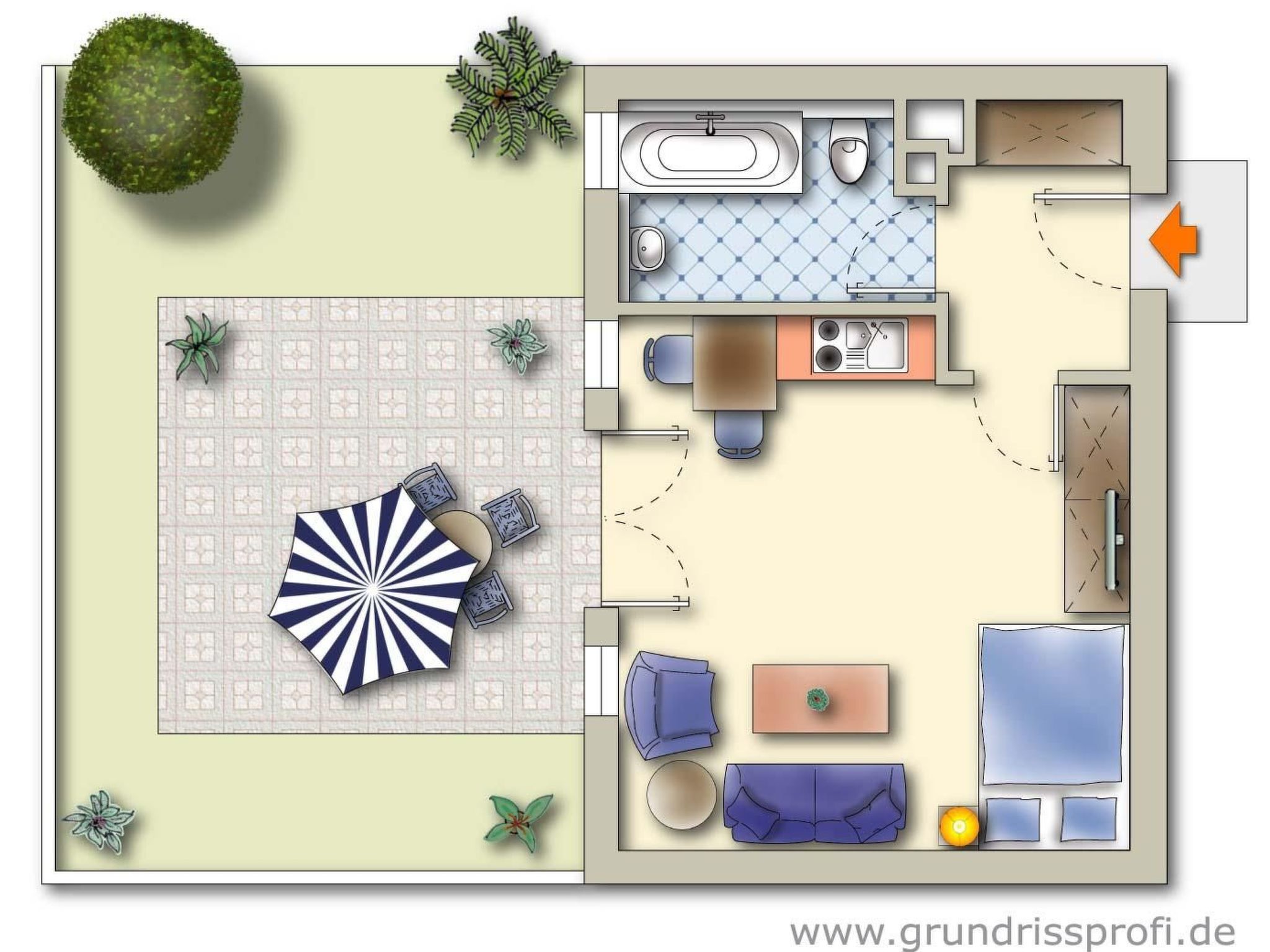 Appartment mit kleinem Garten und Terrasse-Image-tags.info