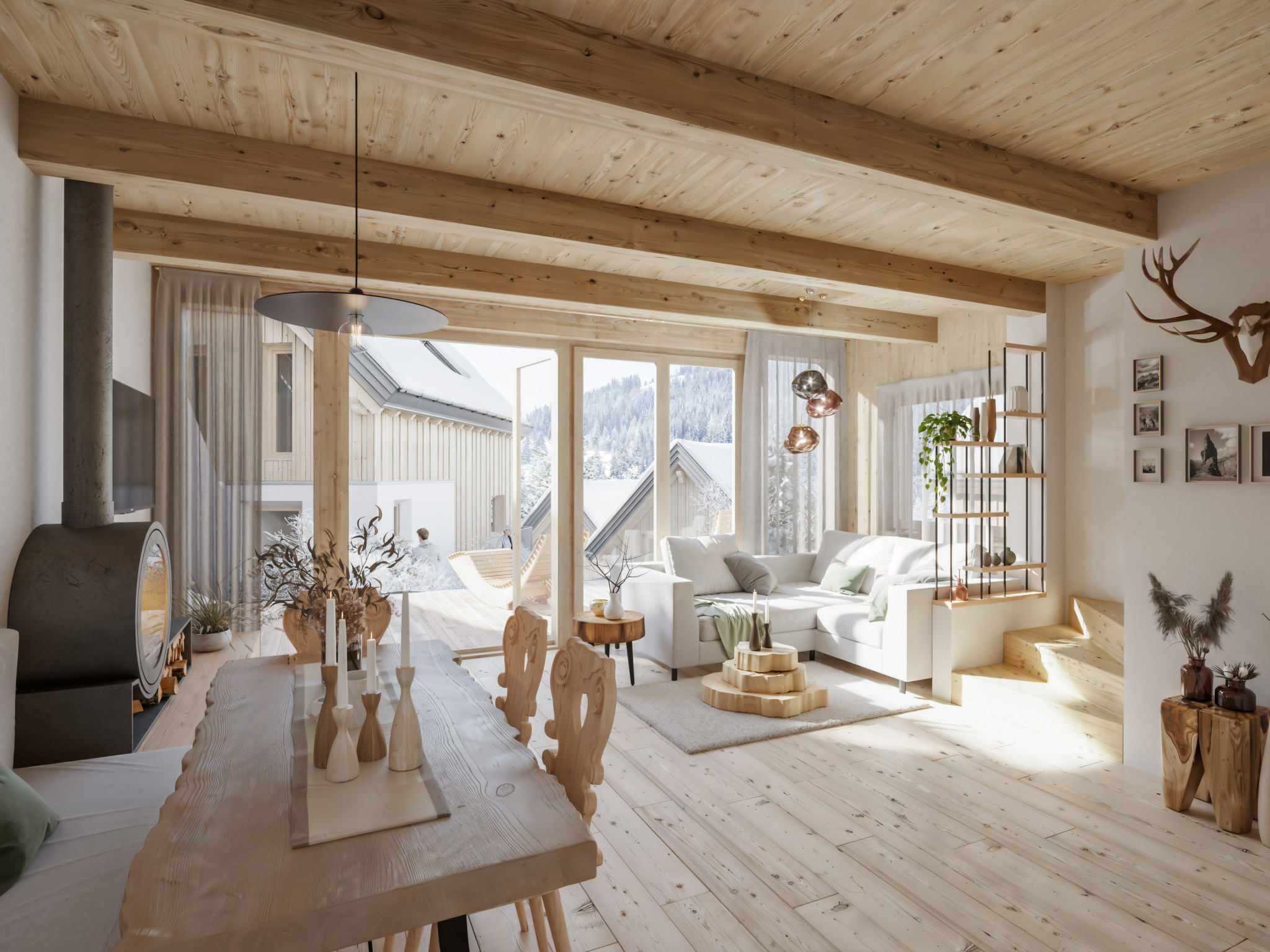 Chalet Nr. 1 mit 2 Schlafzimmern und Sauna-Binnen