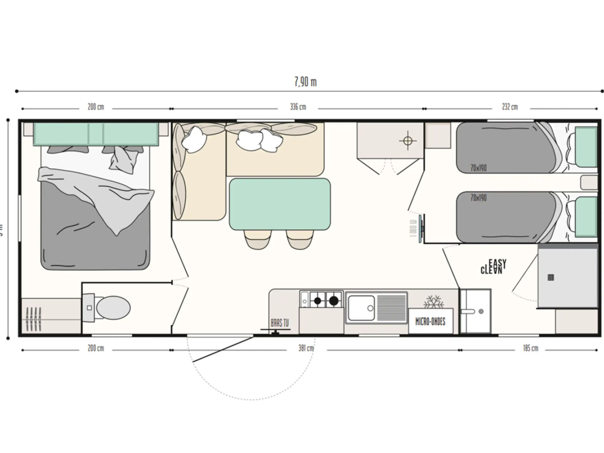 Camping Papillon Bouillon - Comfort 235 - Binnen
