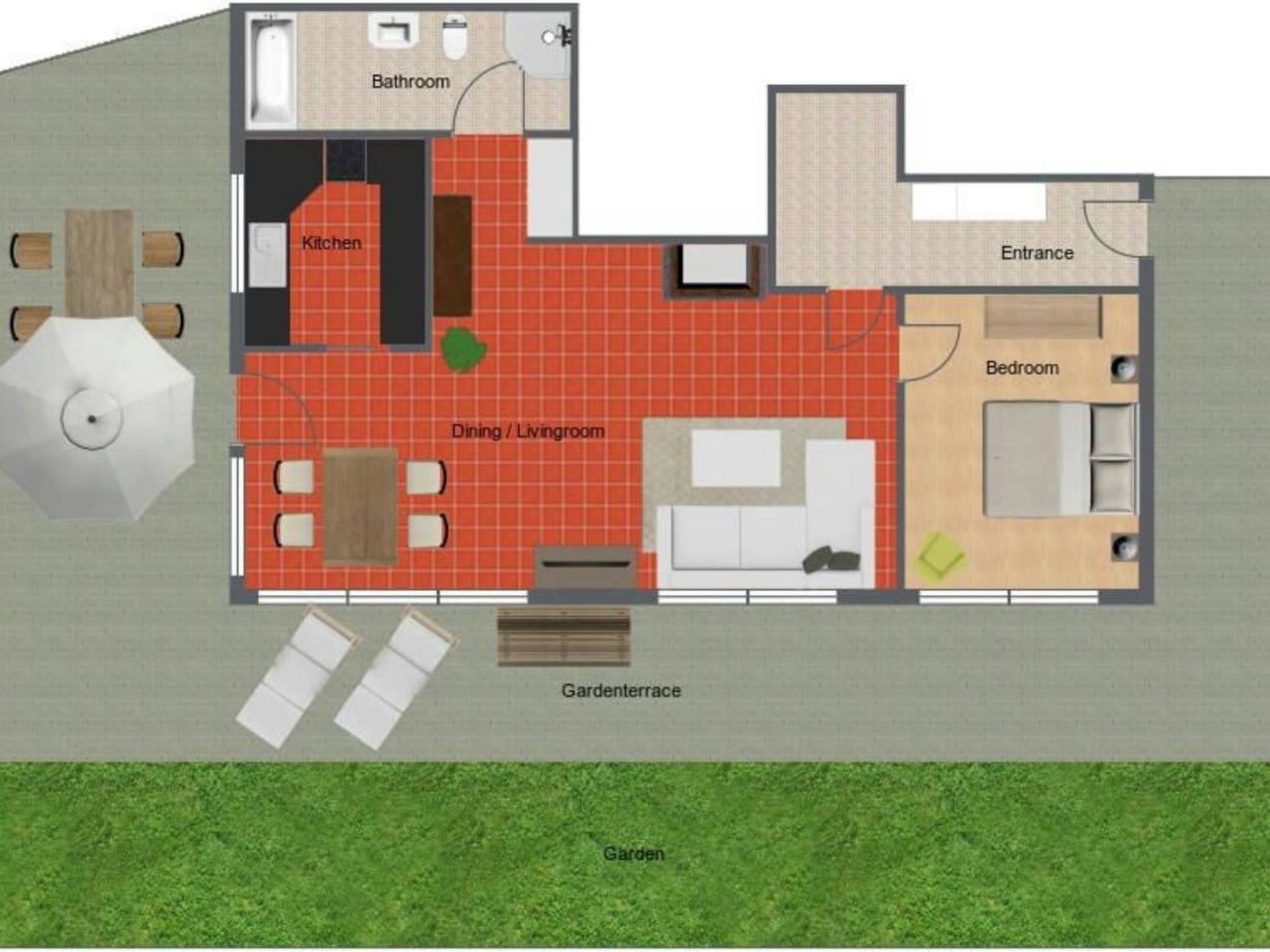 Alba Appartement/Fewo, Dusche und Bad, WC, 1 Schlafraum 2.5-Zimmerwohnung - Binnen