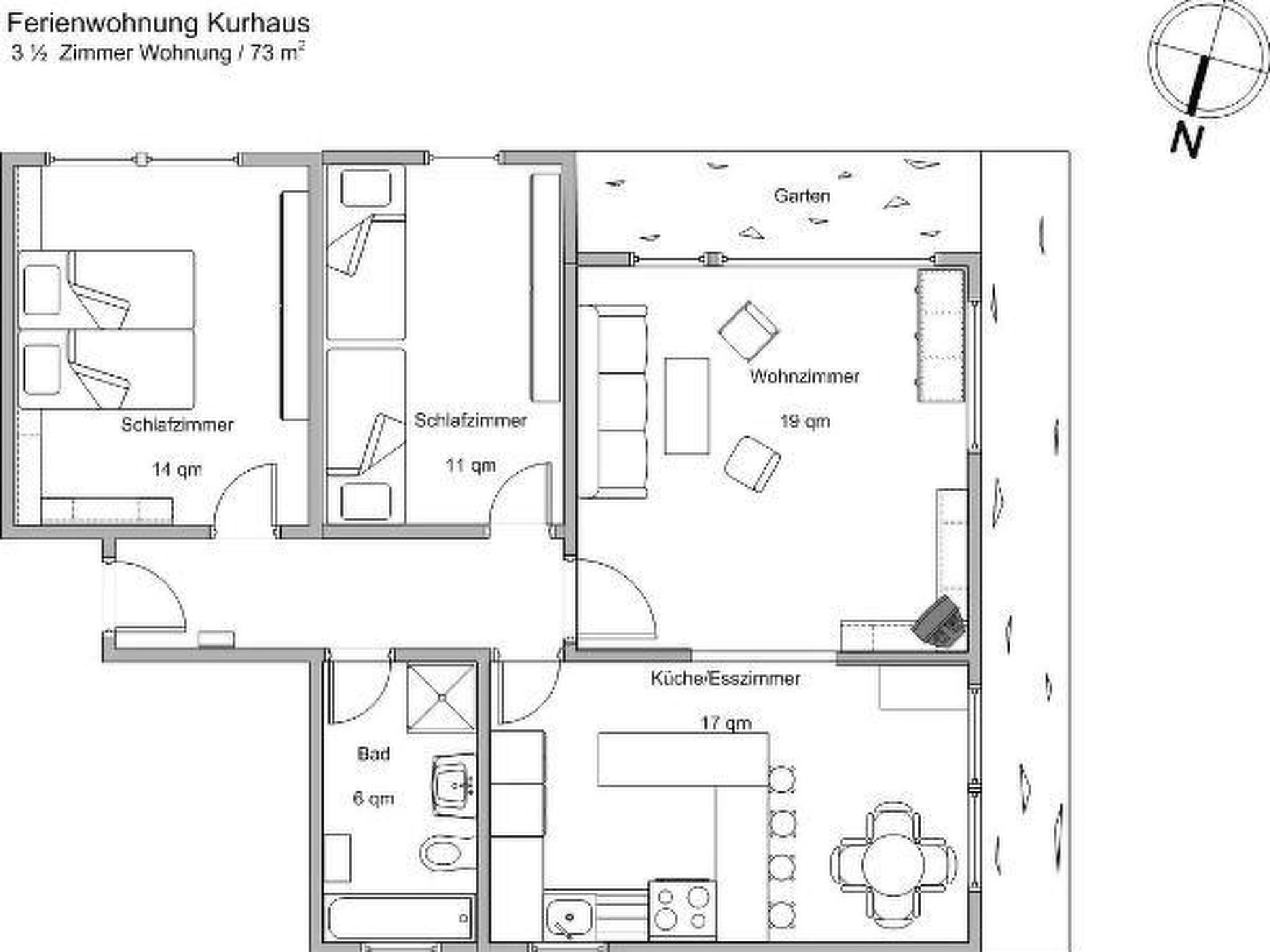 Photo of Kurhaus Appartement/Fewo, Dusche und Badewanne, 2 Schlafräume 3-Zimmerwohnung