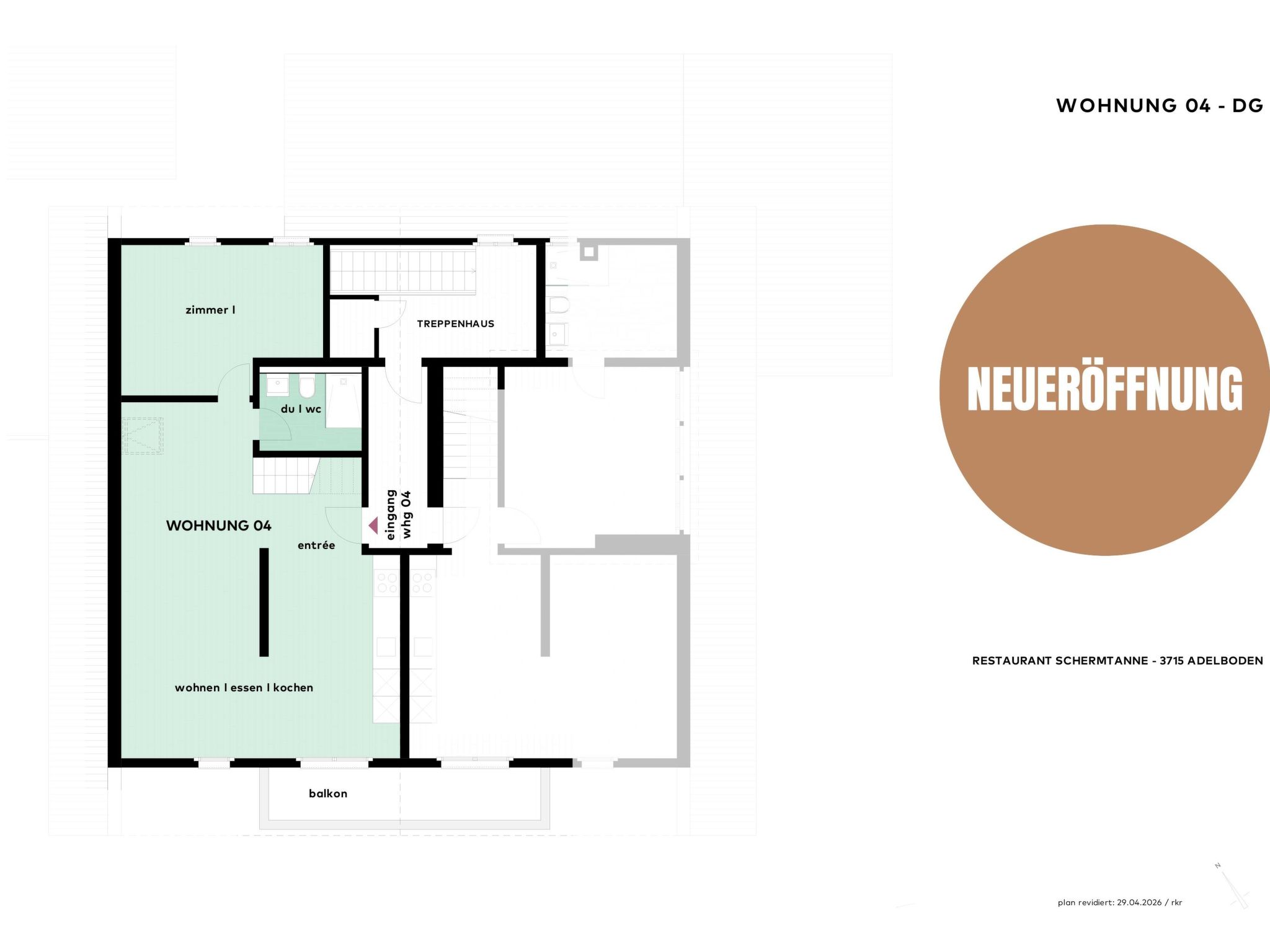 Schermtanne Appartement/Fewo, Bad, WC, 1 Schlafraum Wohnung Nr 4