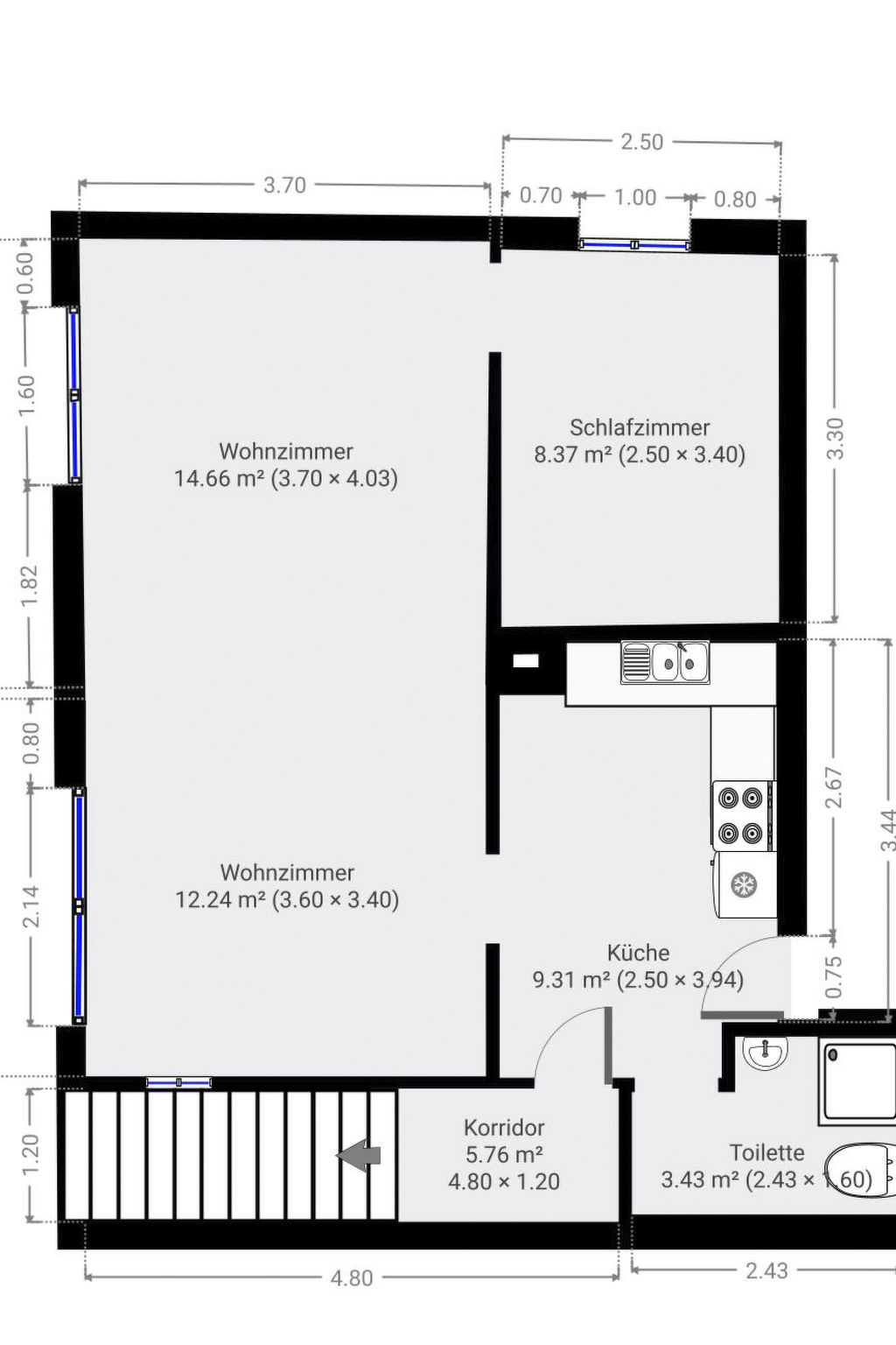Chalet Bifigen Appartement/Fewo, Dusche, WC 2.5-Zimmerwohnung - Drinnen