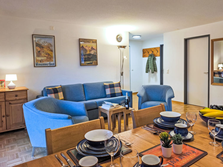 Op 700 m van de piste: Zonnig appartement met wellness in Wengen in Wengen