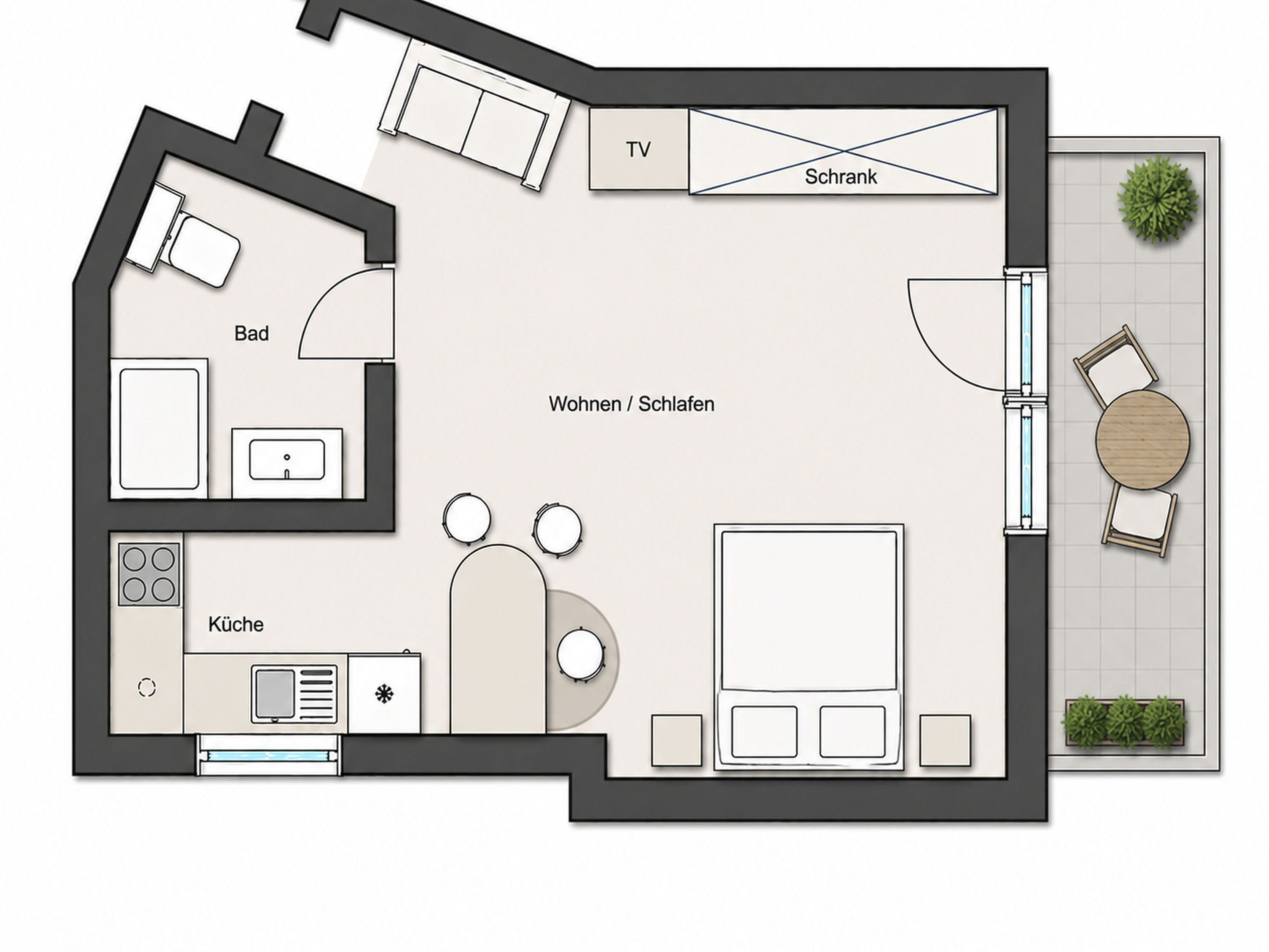 Alcazar Apartments Studio Wohnung 3 - Binnen