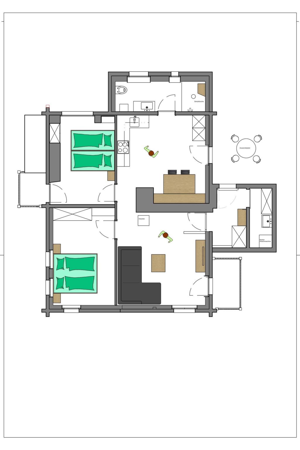 Ferienwohnung Dorfbrunnu Appartement/Fewo, Dusche, WC 4-Bettwohnung, Dusche, WC - Binnen