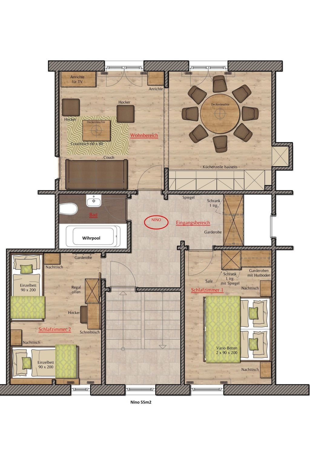 Ferienwohnungen Lunic, AZapartments.ch, B&B, (Grächen), 1057 - Binnen