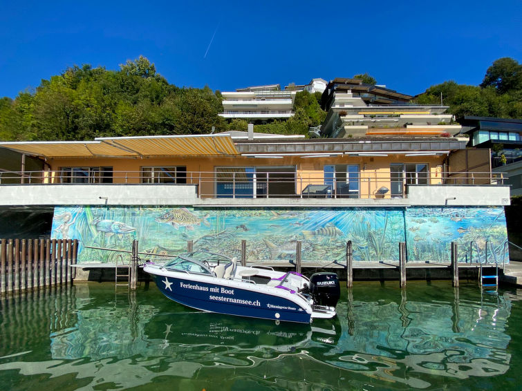 Casa de vacaciones Seestern am See mit Motorboot