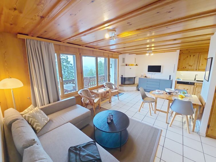 Bergzicht en rust in dit centrale appartement in Laax in Laax
