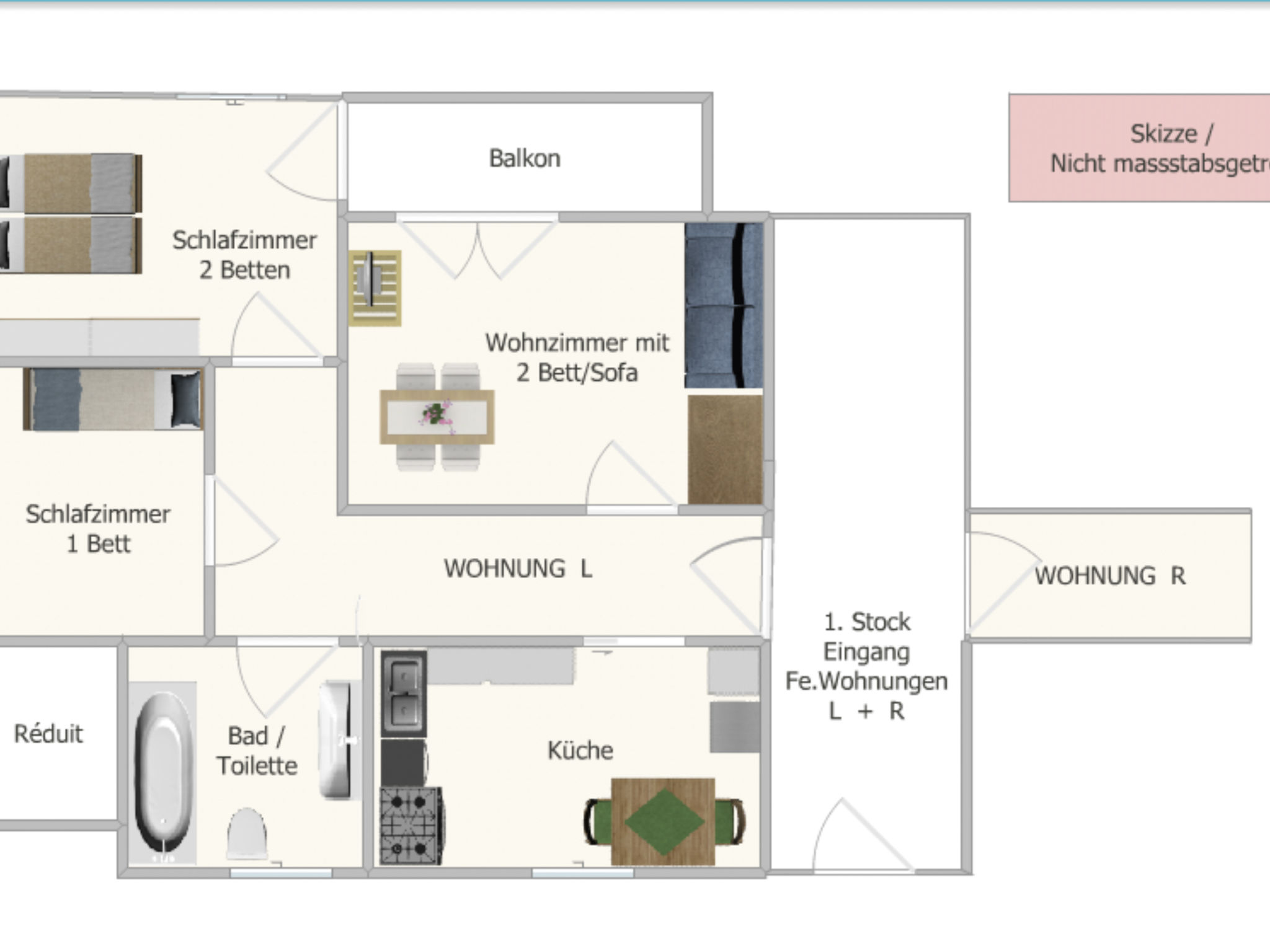 Photo of Bisang L Appartement/Fewo,   4-Bettwohnung