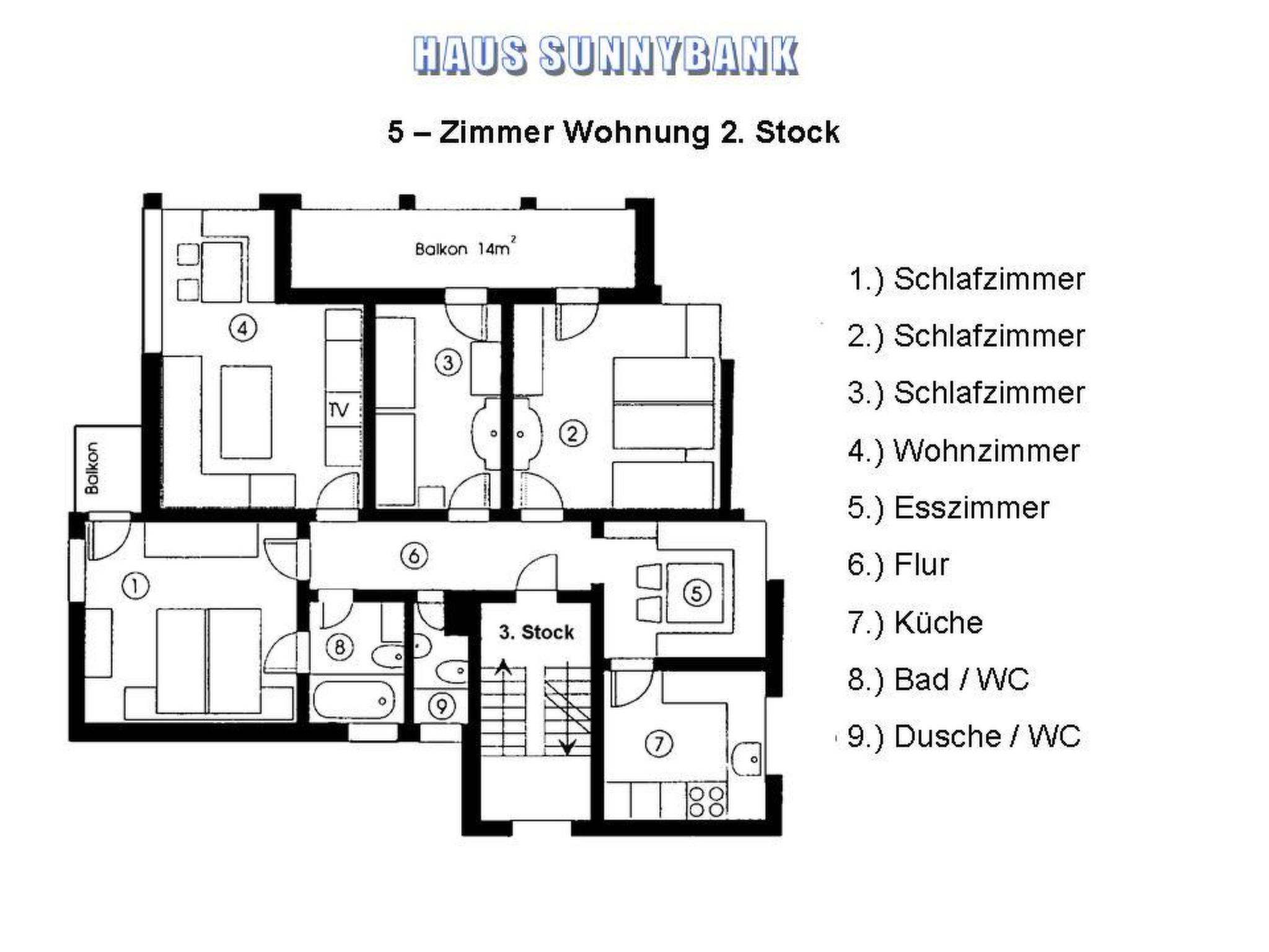 Photo of Sunnybank / 2. St. Appartement/Fewo, Dusche und Bad, WC, 9-Bettwohnung