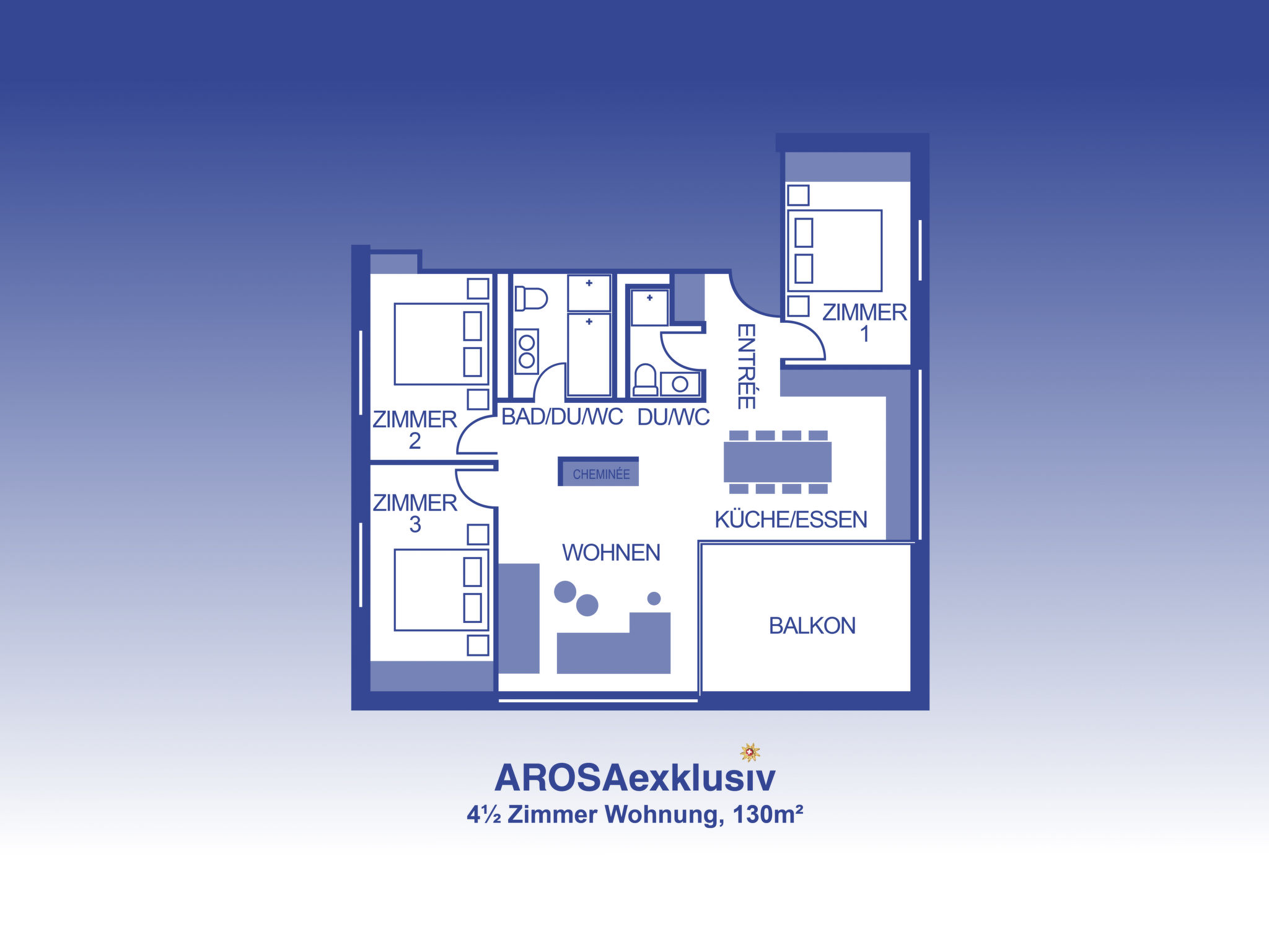 Ferienwohnung mit Loggia, 3 Schlafzimmer & 2 Bäder