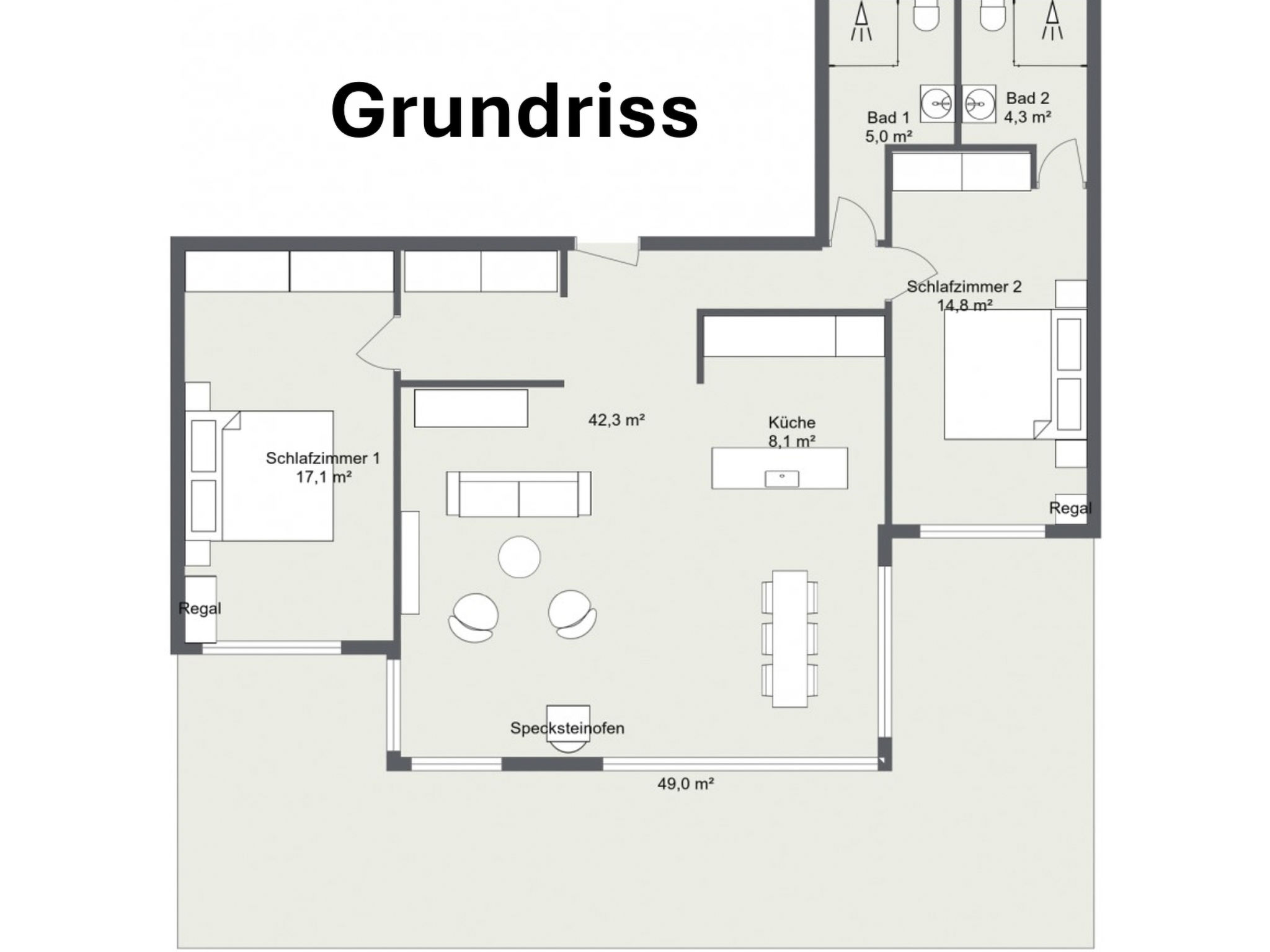 Pas-Cheus Appartement/Fewo, Bad, WC, 2 Schlafräume - Inside