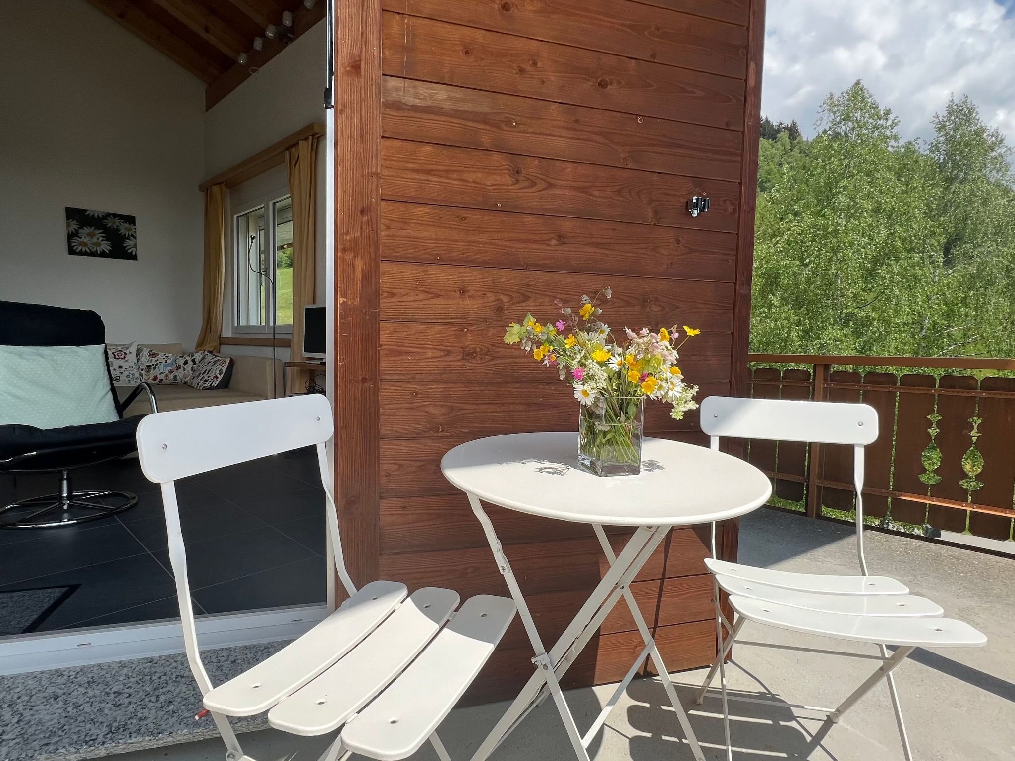 Appartement Casa Diala Panorama, (Segnas/Disentis), 1106 – Terrasse, photo 8 sur 21