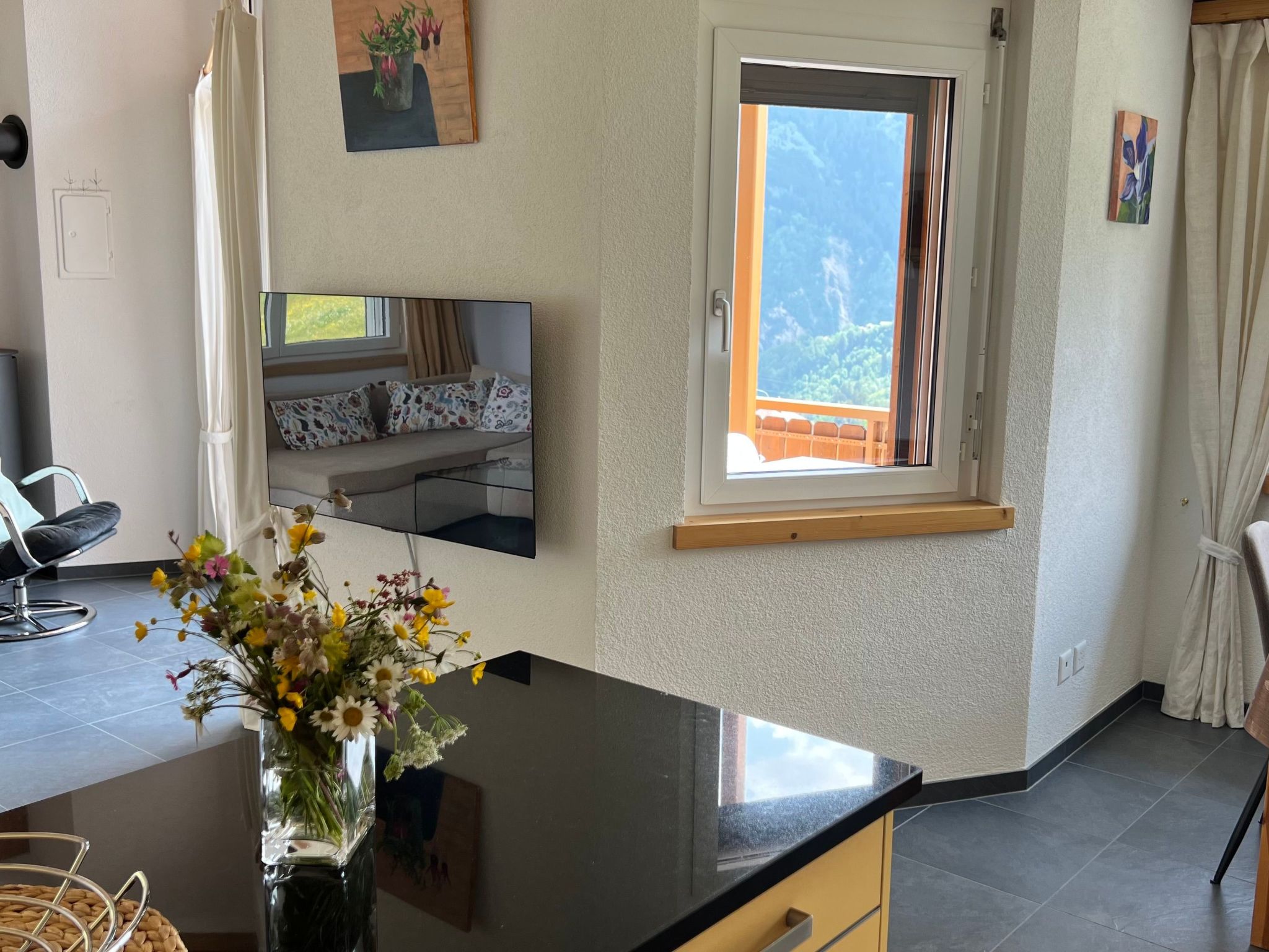 Appartement Casa Diala Panorama, (Segnas/Disentis), 1106 – Séjour, photo 12 sur 21