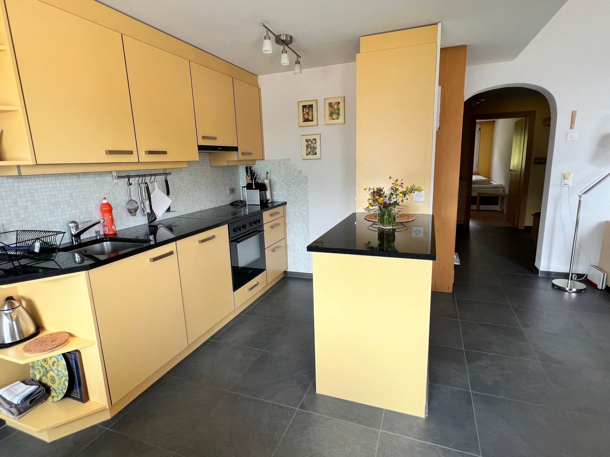 Appartement Casa Diala Panorama, (Segnas/Disentis), 1106 – Cuisine et coin repas, photo 16 sur 21