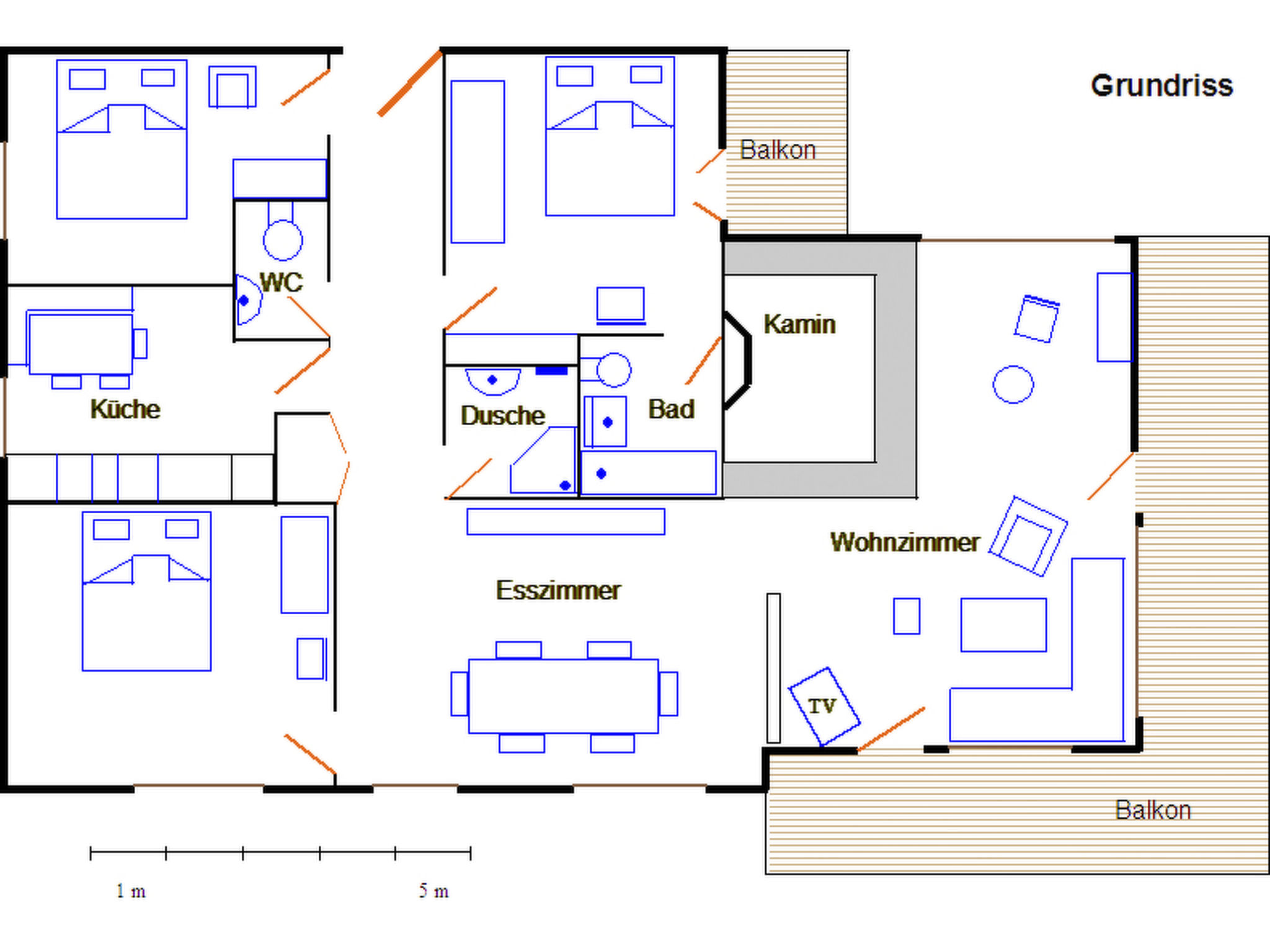 Appartement Chalet Manulia 5 Appartement/Fewo, Dusche oder Bad, WC 5 1/2-Zimmerwohnung – Plan, photo 16 sur 17