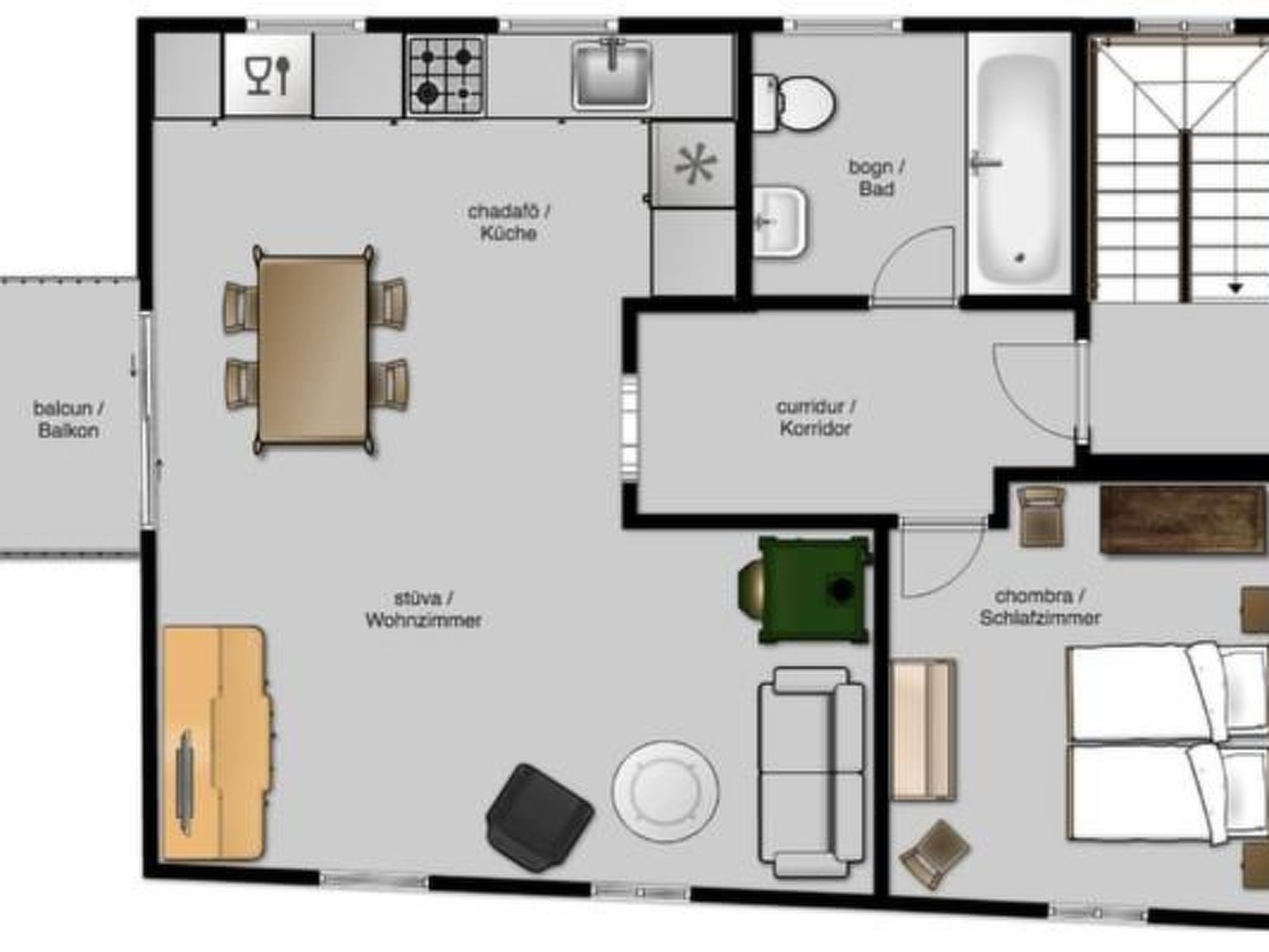 Appartement Chasa Tablà, (Guarda) – Plan, photo 2 sur 27