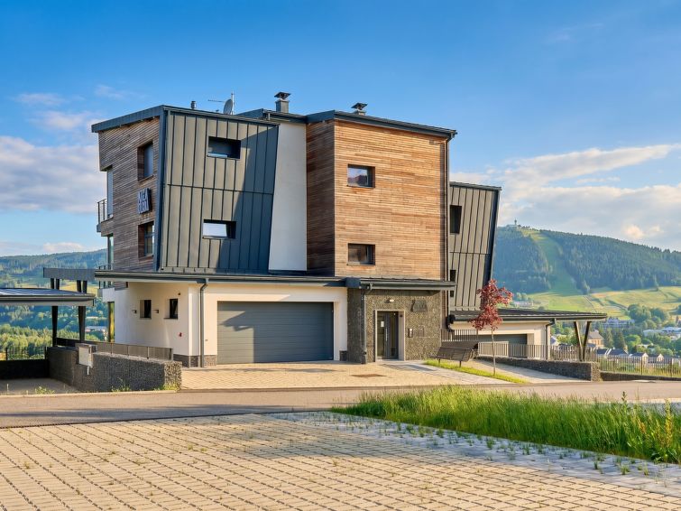 Bergzicht en comfort in appartement Enzian, Loucna pod Klínovcem in Loucna pod Klínovcem