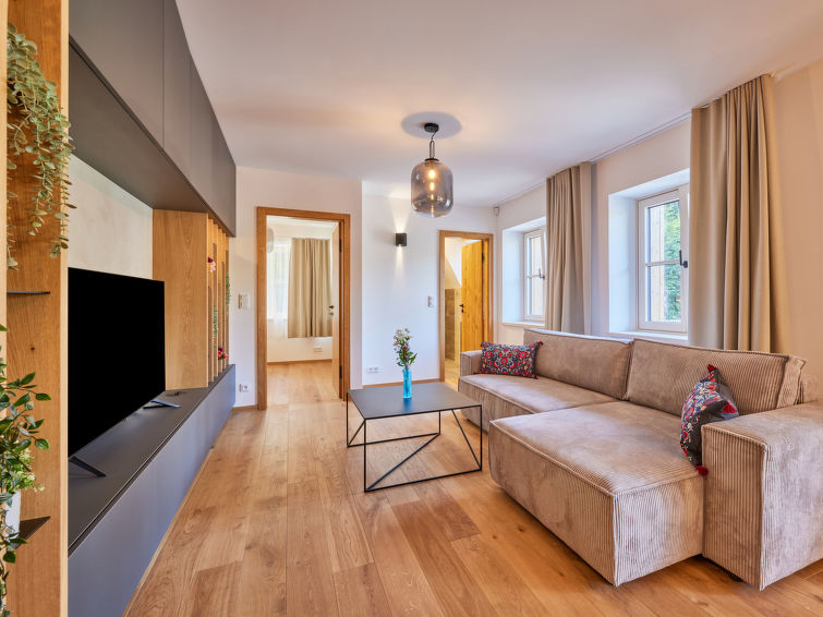 "Summit View Lounge & Alcove", appartement 2-kamers 50 m2 op de 3e verdieping. Ruim en licht, mooi en luxueus ingericht: woon-/eetkamer met 1 2-pers divanbed (140 cm, lengte 200 cm), eettafel en TV (F..
