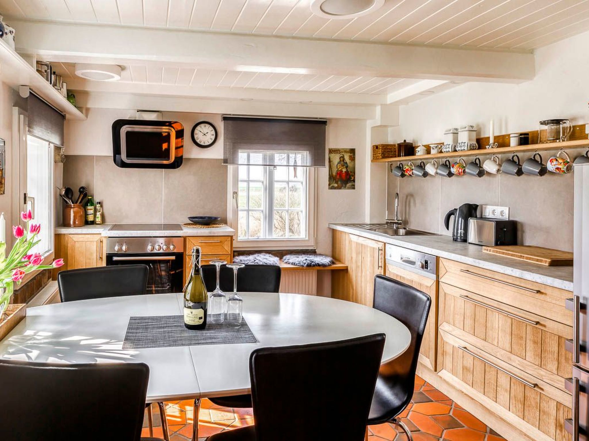 Reetdachhaus inmitten von Wiesen und Feldern-Binnen