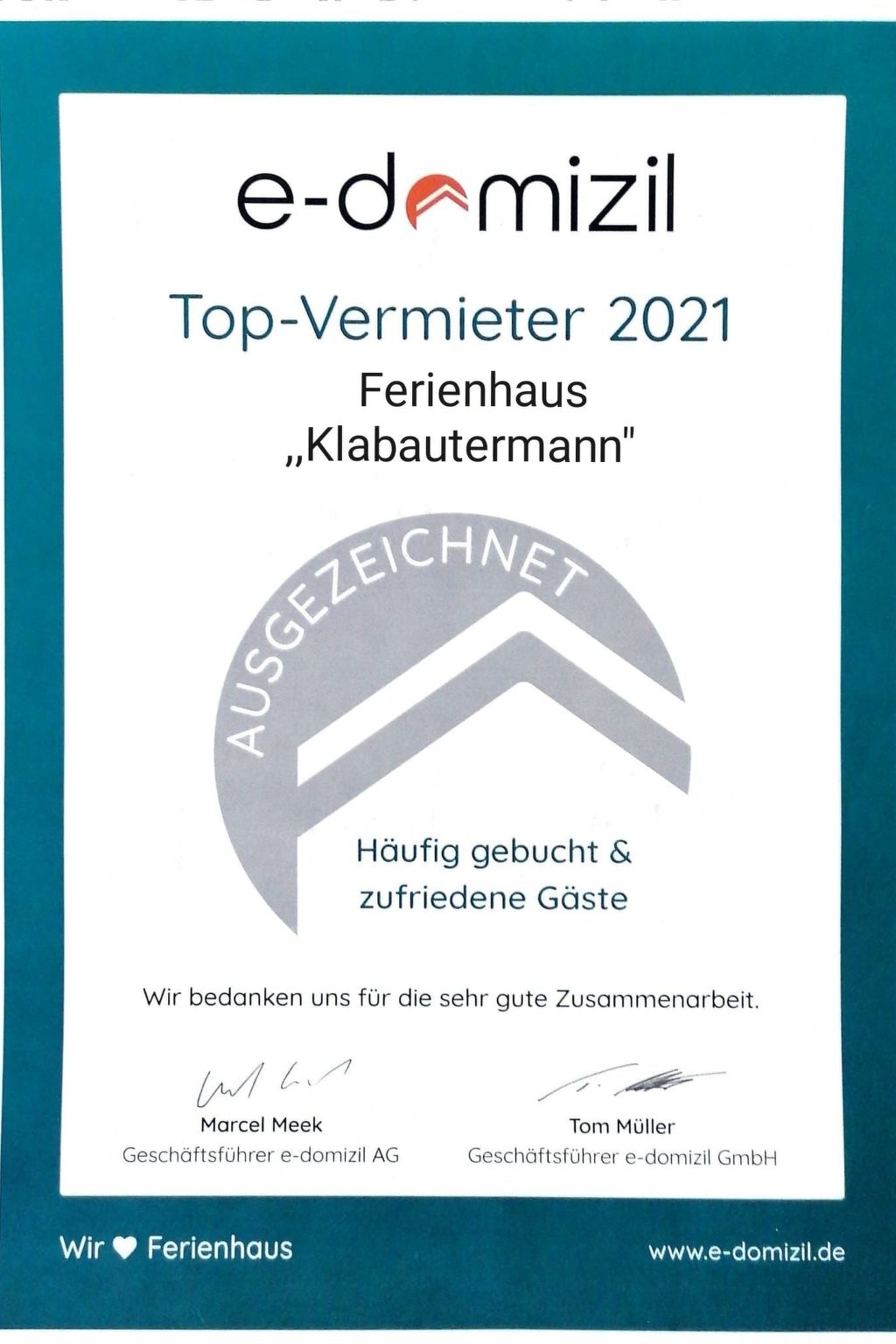 Nurdachhaus Klabautermann mit Terrasse und Garten