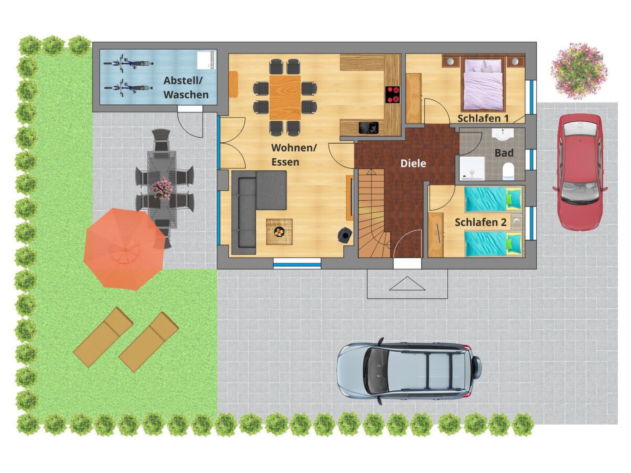 In Burhave mit Großer Terrasse-Drinnen