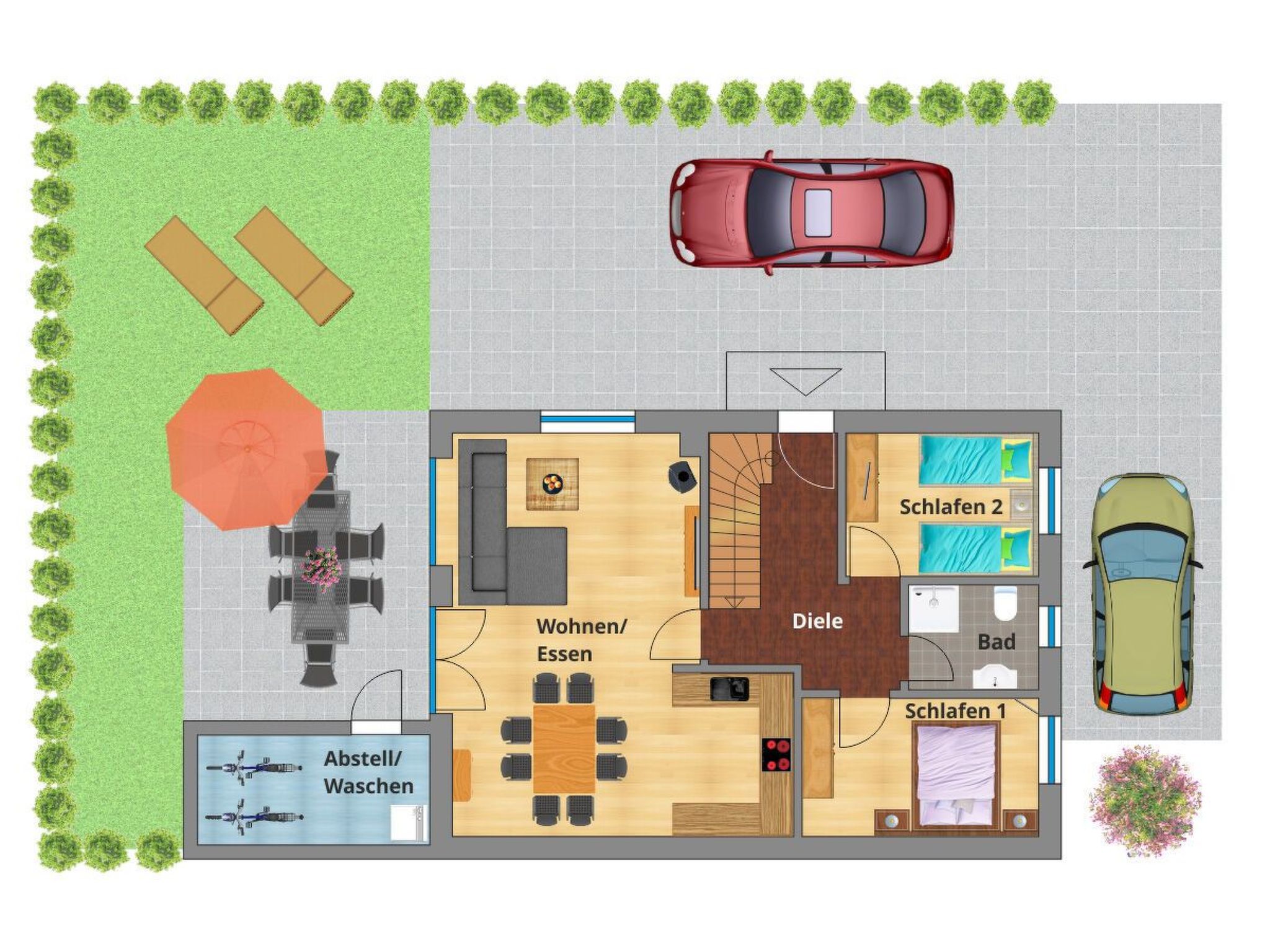 In Burhave mit Großer Terrasse-Drinnen