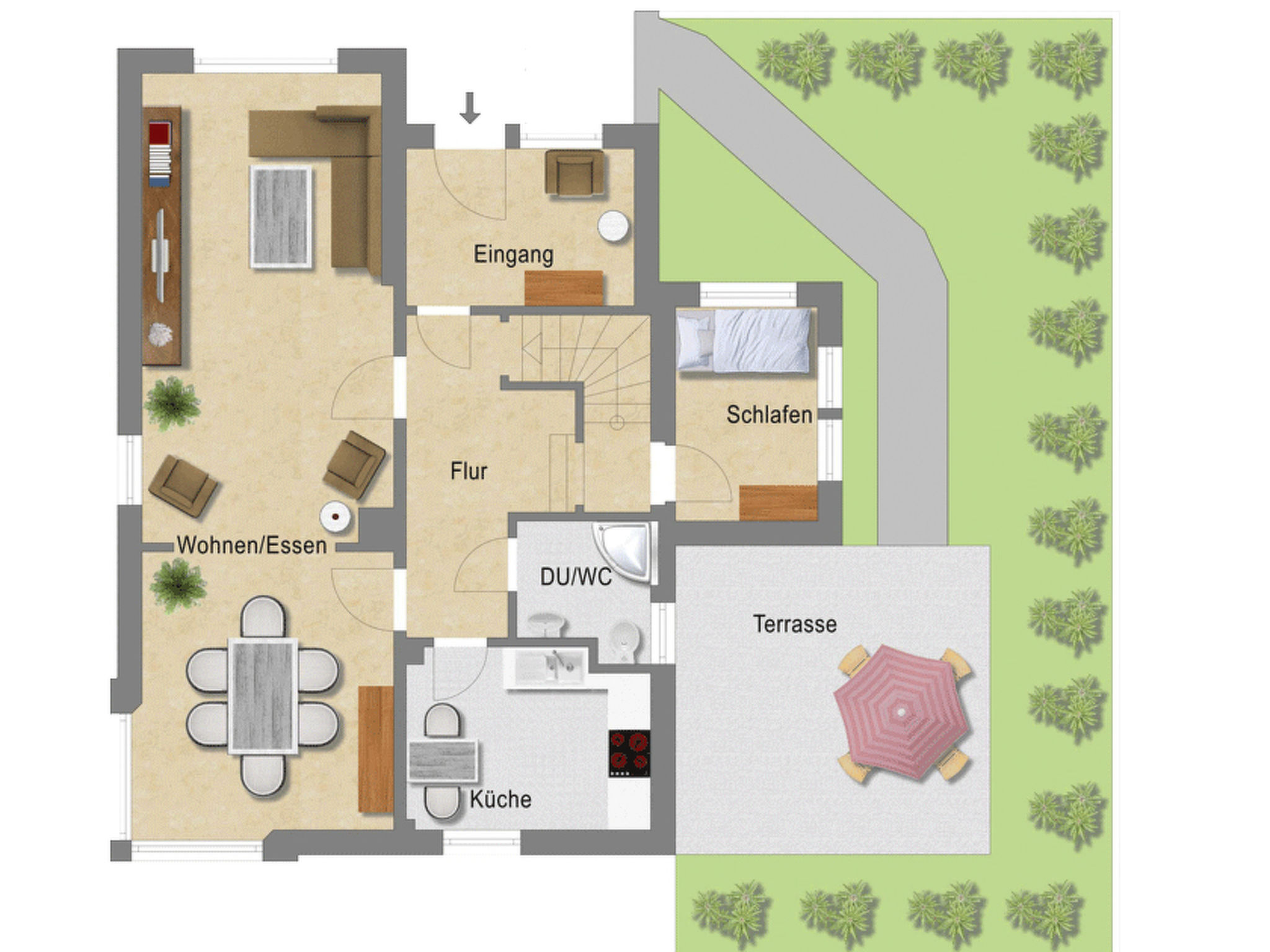 Modernes, gemütliches Ferienhaus mit Terrasse und Garten-Drinnen