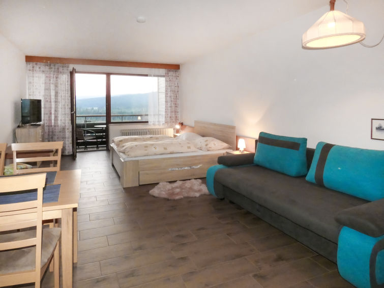 Appartement 1-kamer 40 m2 op de 4e verdieping, op het westen gelegen. Gerenoveerd in 2016, doelmatig ingericht: woon-/slaapkamer met 1 divanbed (160 cm, lengte 200 cm), 1 2-pers bed (180 cm, lengte 20..
