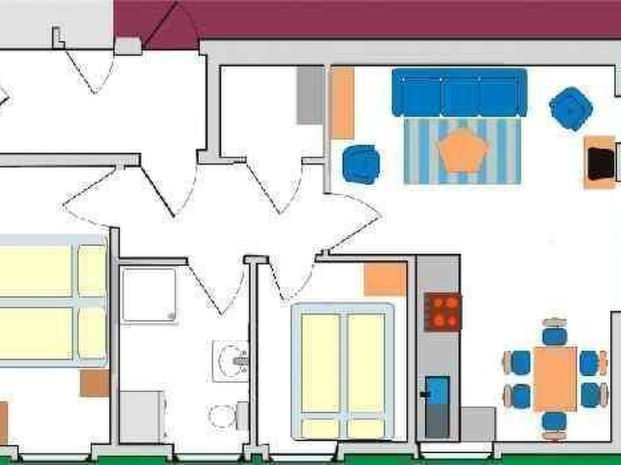 Strandnahe Wohnung mit Terrasse und Parkplatz-Dedans