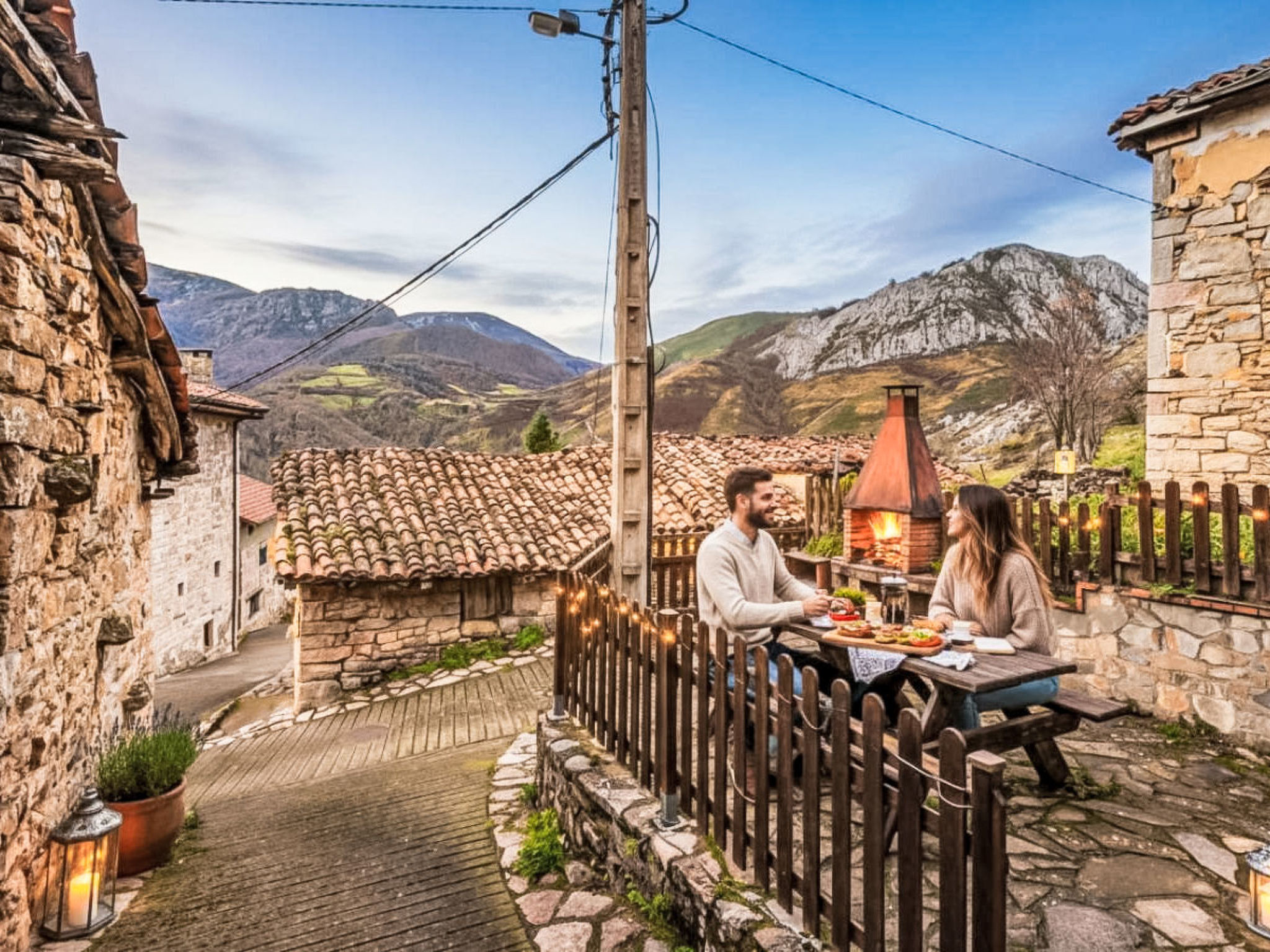 Romantische berghut in Asturië met privé jacuzzi, open haard en uitzicht - foto 39