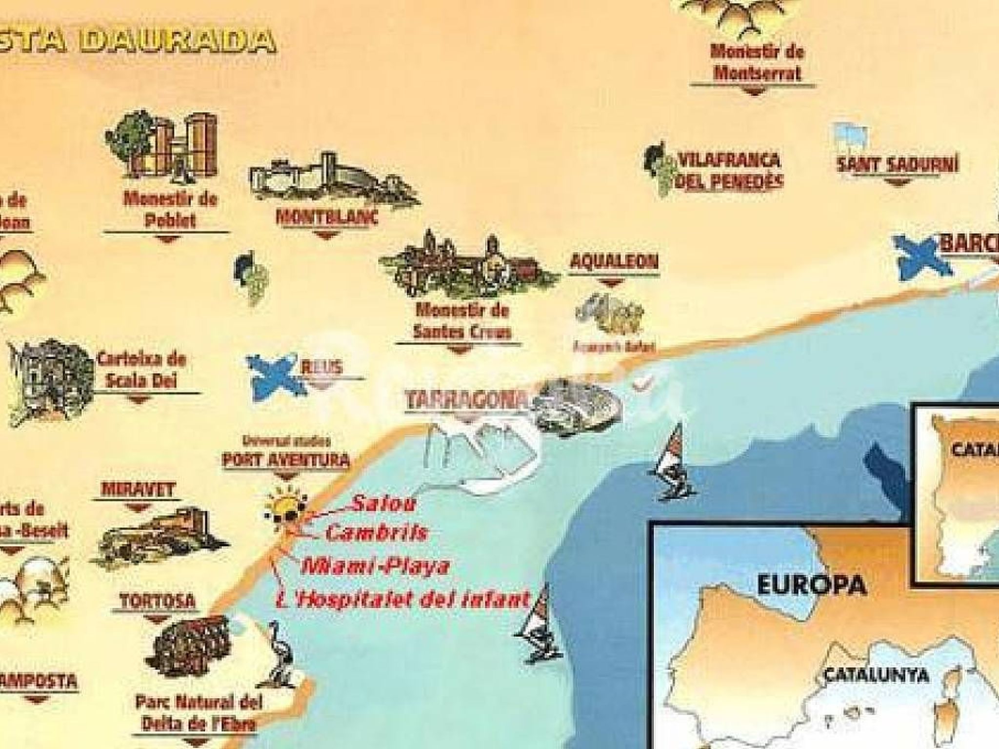 Schöne Ferienwohnung mit Balkon, Costa Dorada-Drinnen