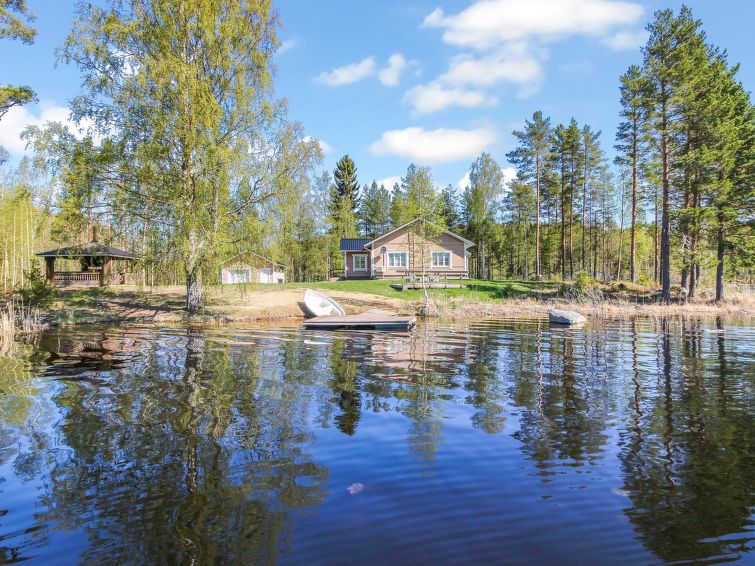 45 km to the north from Varkaus, lake Koirus 20 m, own pier and rowing boat, shallow sanded beach.

Well-equipped and spacious wooden cabin with boarded outer walls (2004), spacious living room (sof..