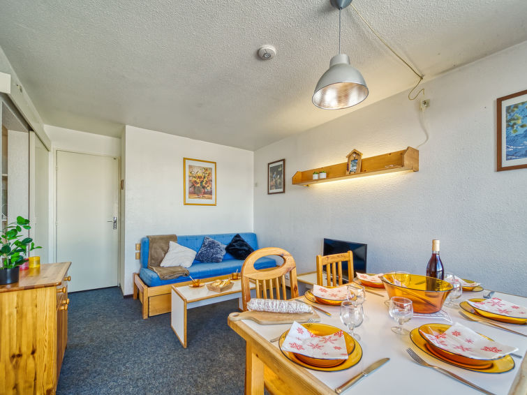Aan de piste: Appartement Lunik Orion met bergzicht in Le Corbier in Le Corbier