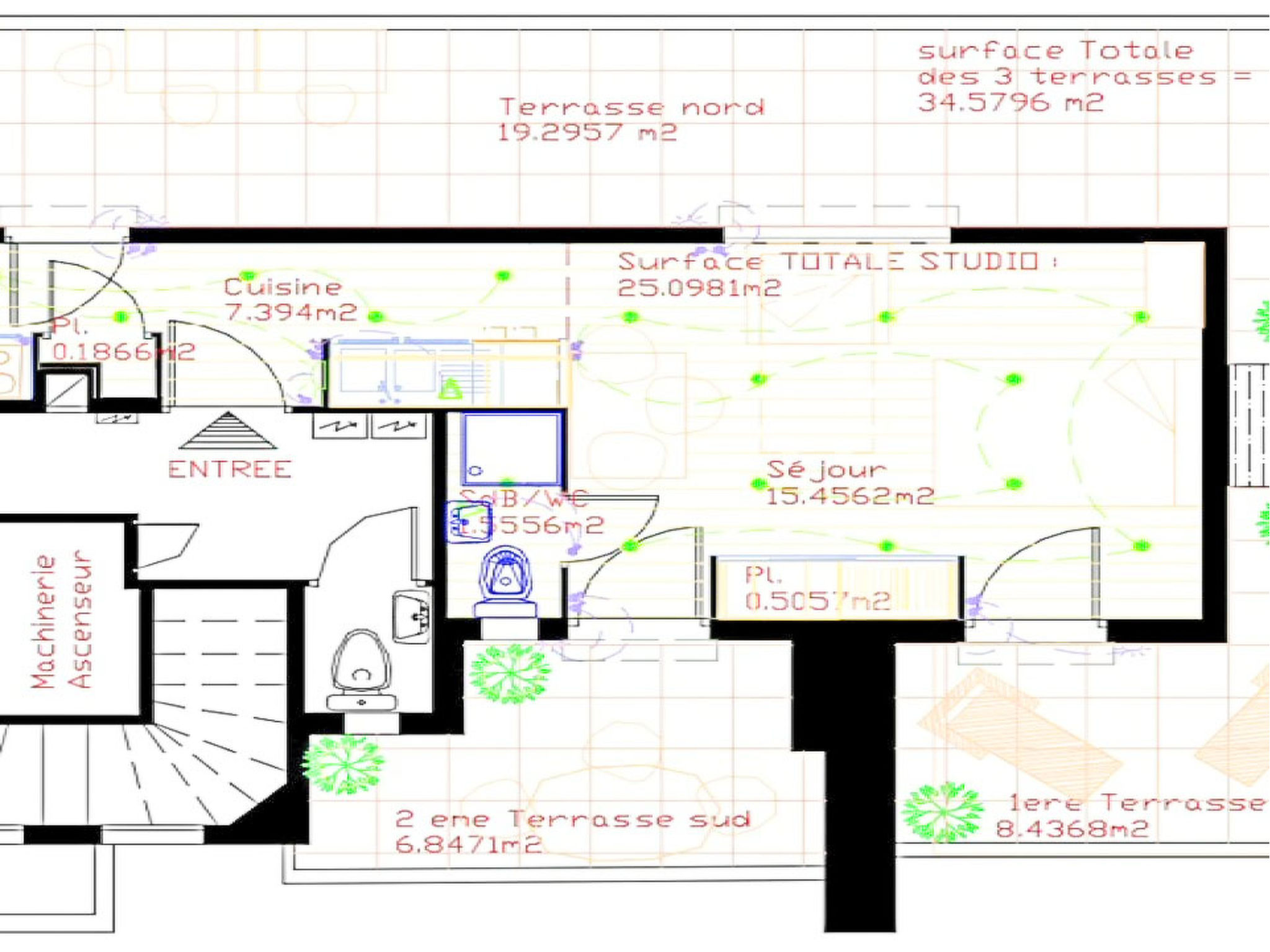 Möbliertes Studio Agachadou 25m2 mit 3 Terrassen 36m2