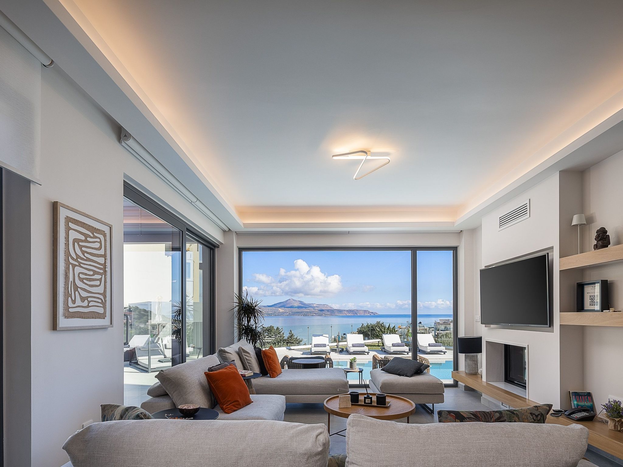 Kalyves Royal Villa-''Gratis''beheizter Pool, Fitnessraum, Meerblick-Binnen