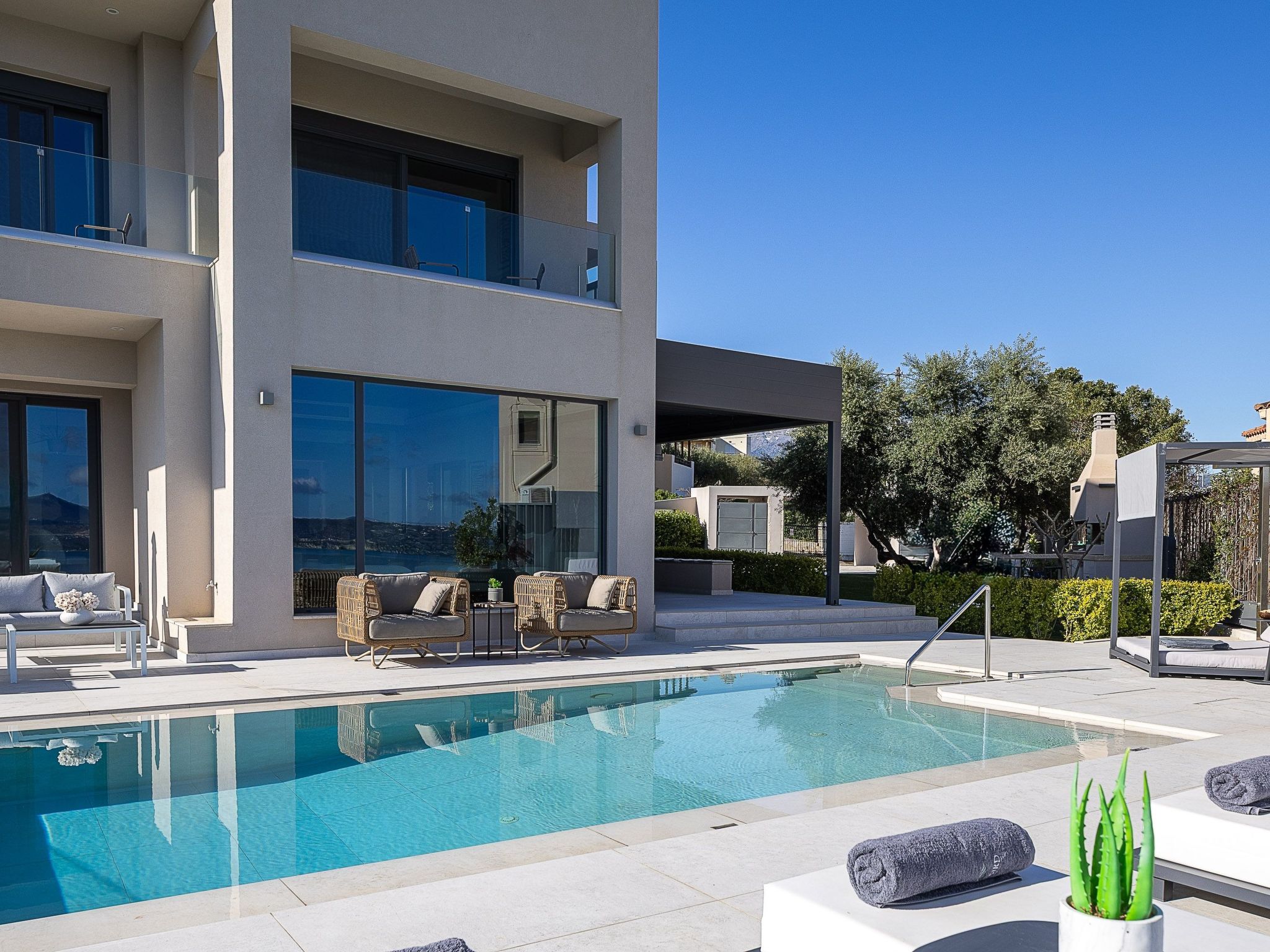 Kalyves Royal Villa-''Gratis''beheizter Pool, Fitnessraum, Meerblick-Binnen