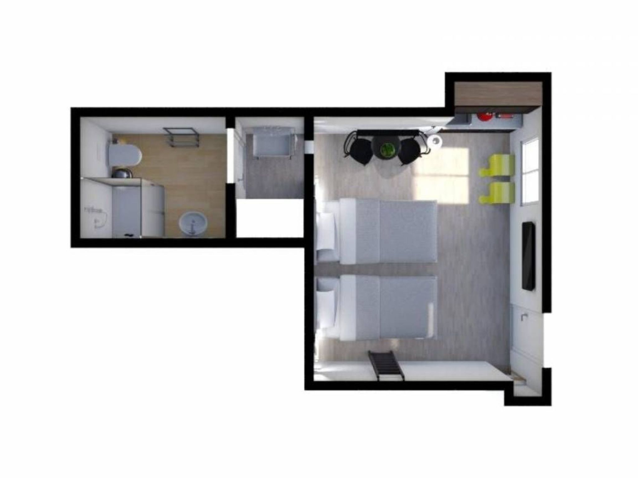 Studio "Purple Heart" mit Terrasse-Inside