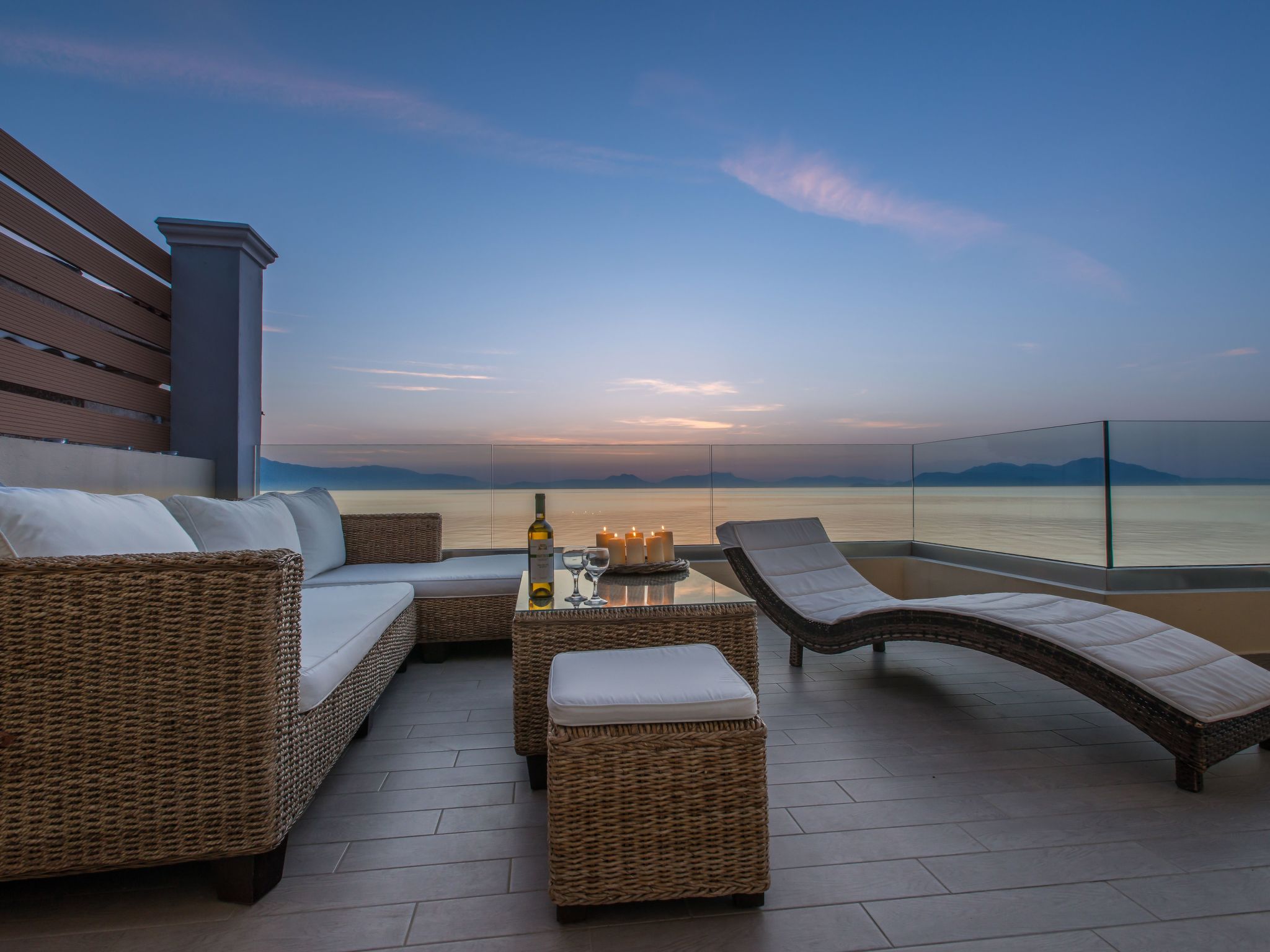 Luxury beach front apartment with a private panoramic sea view terrace		This luxury 95 sqm private suite is located in front of the amazing beach of Sikia in the Corinthian Gulf. So you can reach the ..