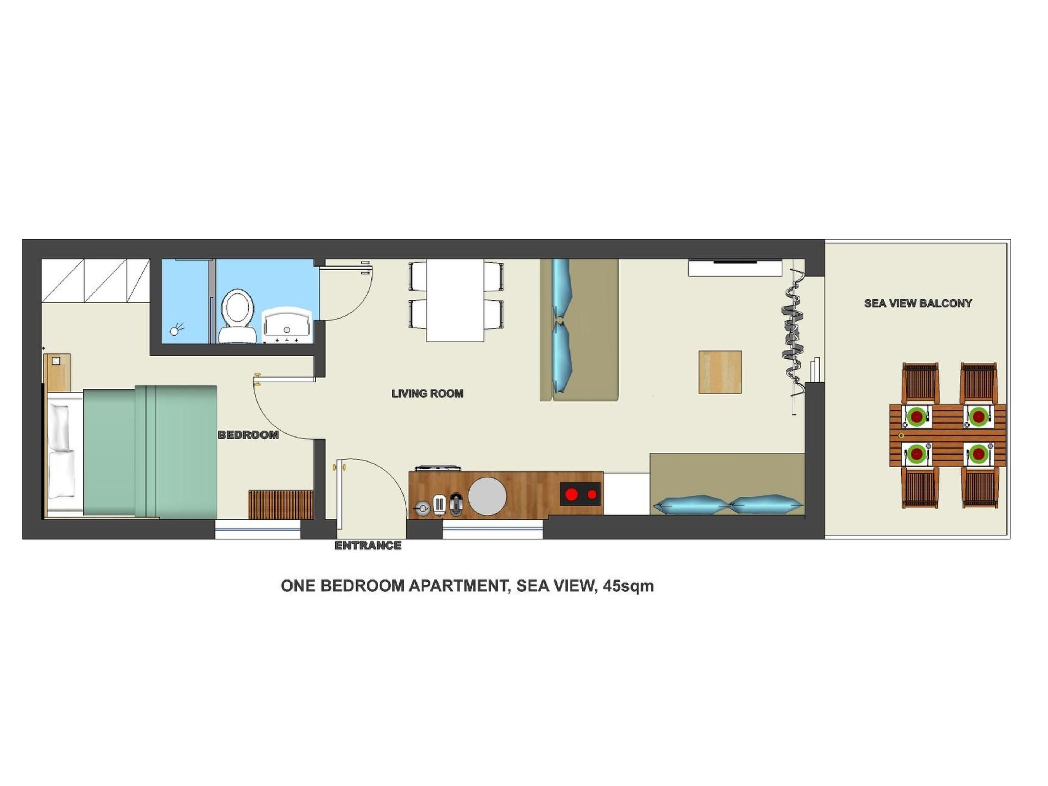 Zesa mit Balkon und Meerblick-Drinnen