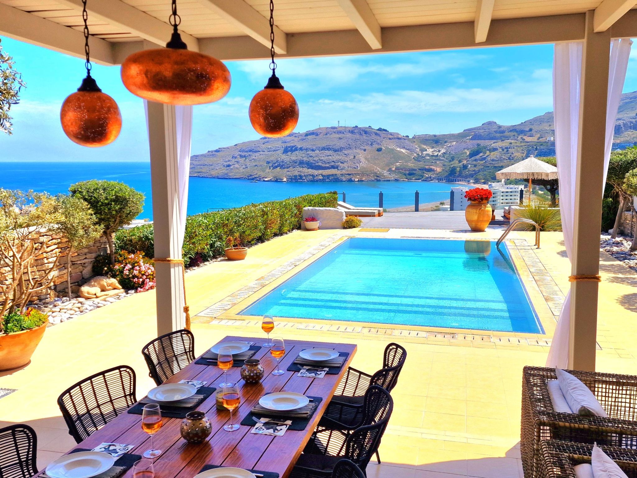 Charmantes Ferienhaus in Lindos mit Privatem Pool und Meerblick-Dehors