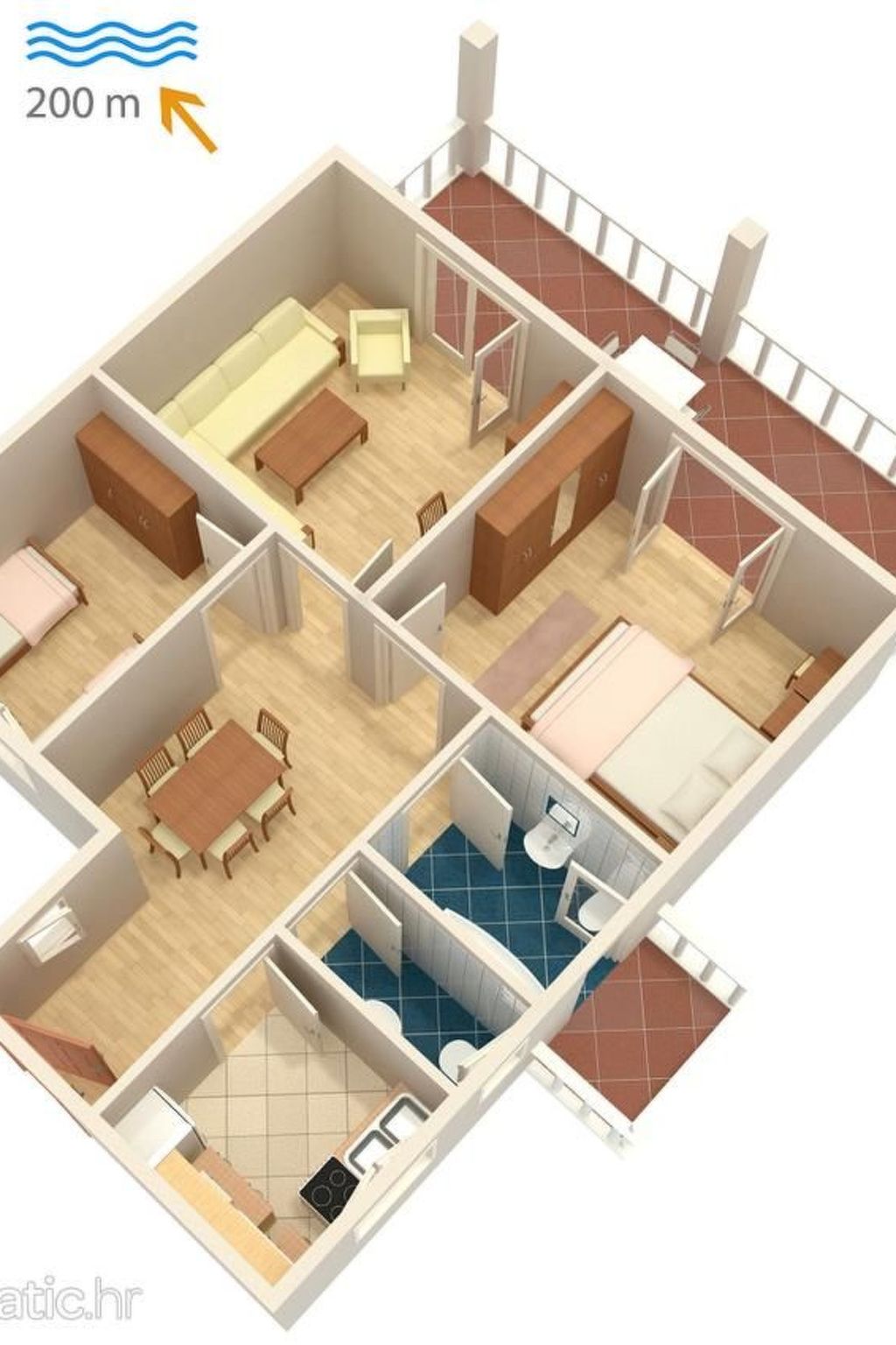 Familienwohnung in Malinska-Drinnen