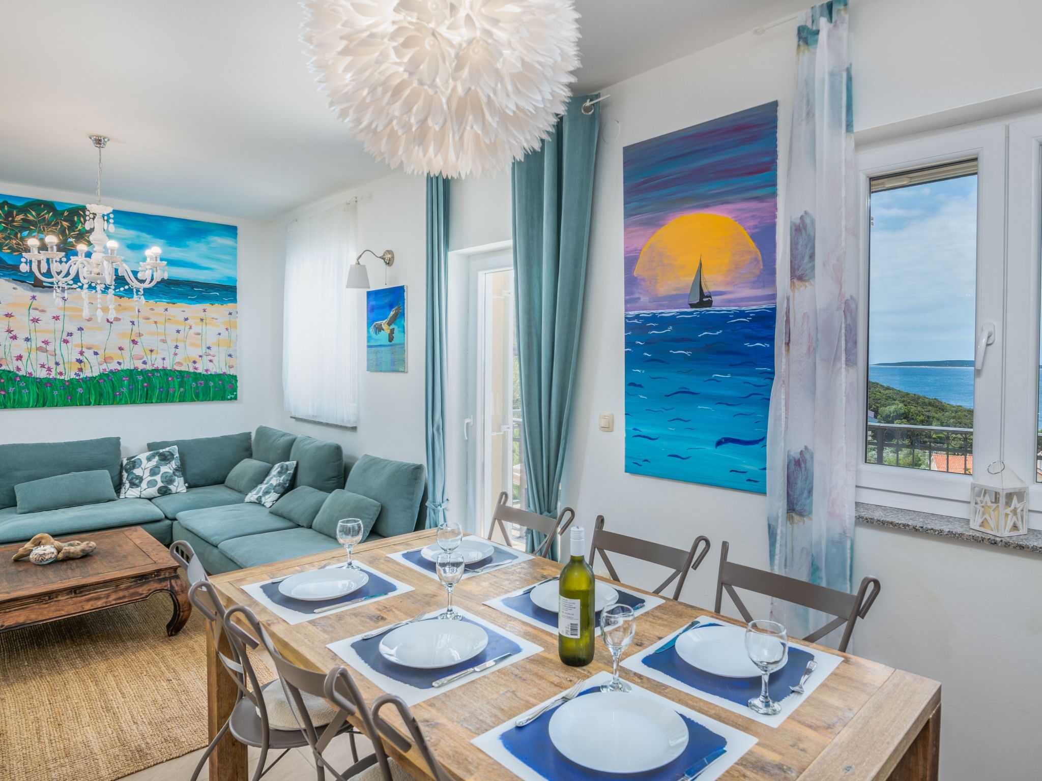 Exklusive und stilvolle Meerblick-Inselvilla-Drinnen