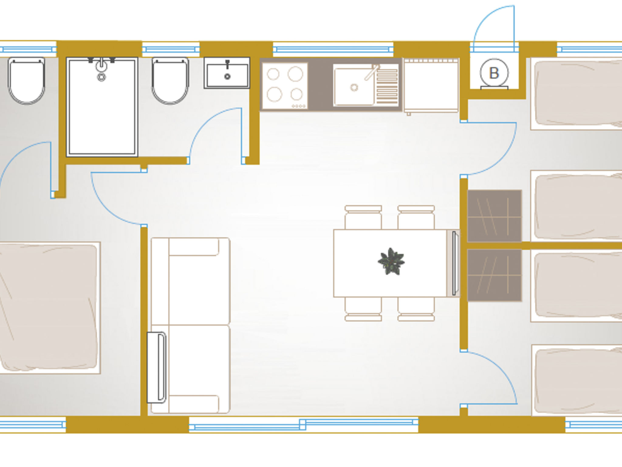 Mobilheim direkt am Strand-Drinnen