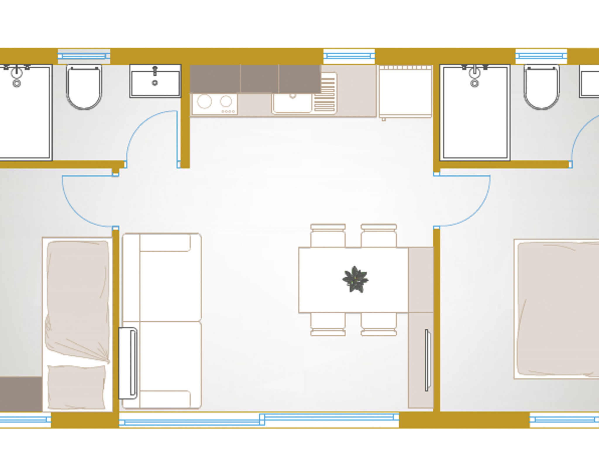 Mobilheim direkt am Strand-Drinnen