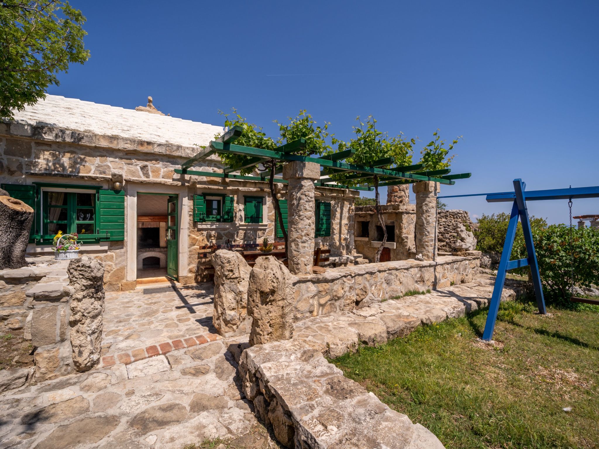 Ranch Visoka in Selca mit Panoramablick aufs Meer-Drinnen
