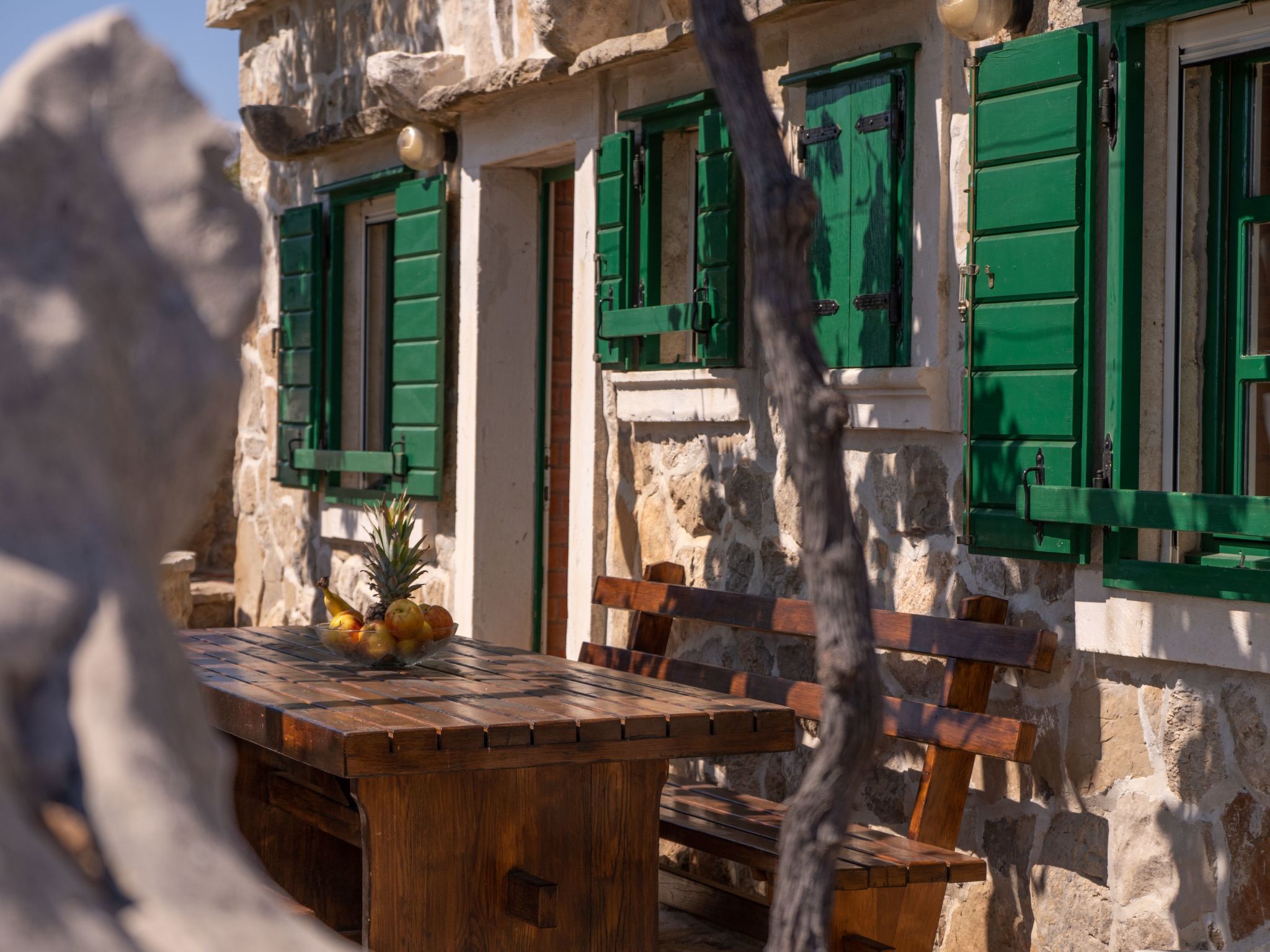 Ranch Visoka in Selca mit Panoramablick aufs Meer-Drinnen