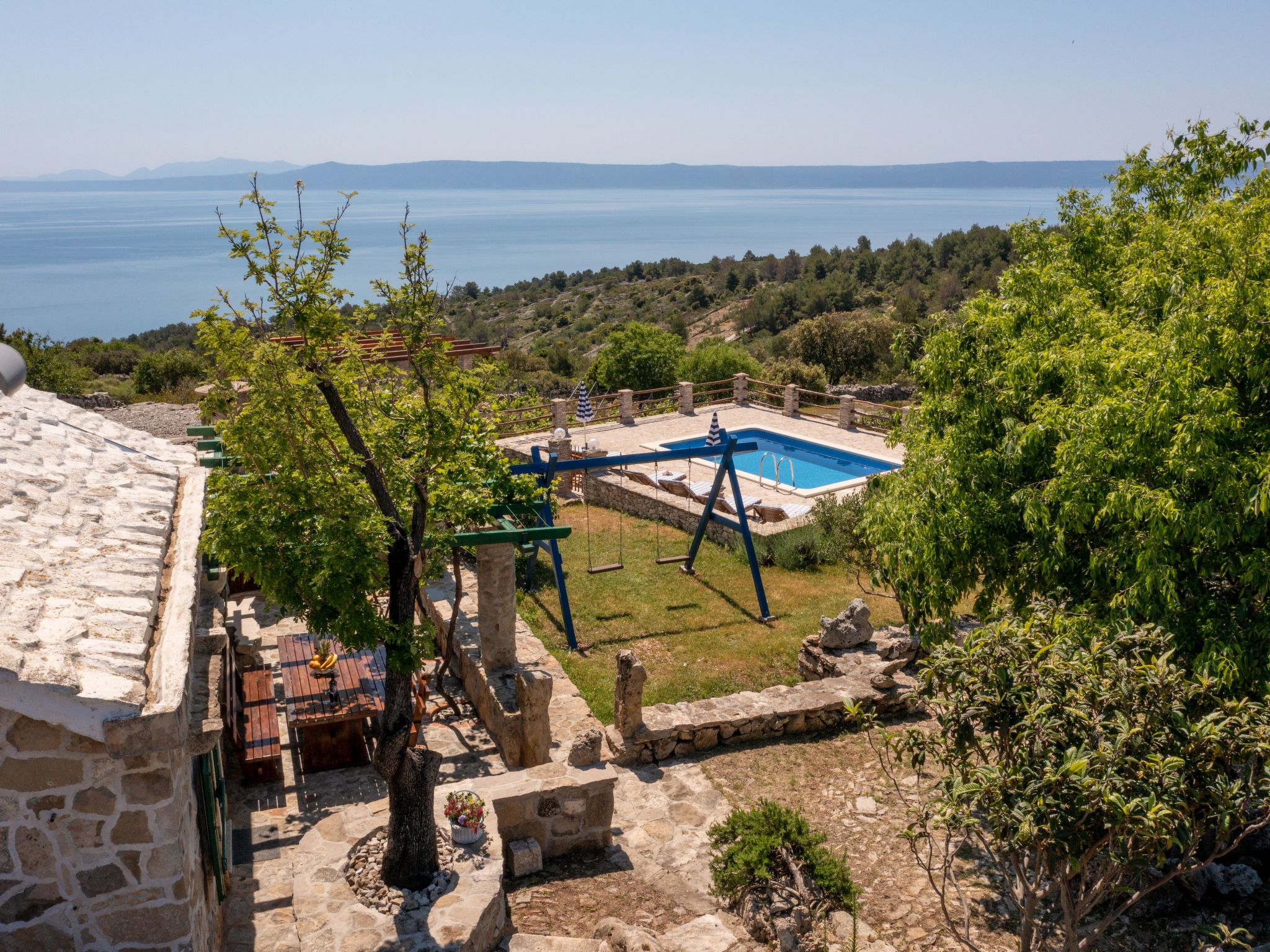 Ranch Visoka in Selca mit Panoramablick aufs Meer-Drinnen
